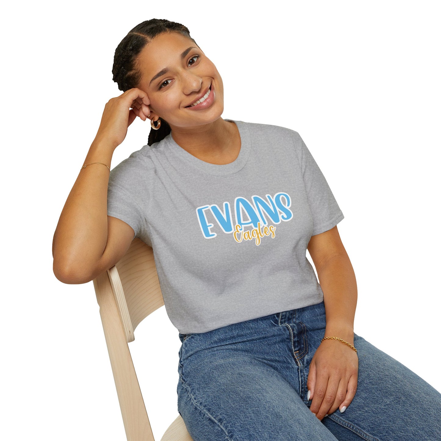 Gildan Evans Eagles Style 2 Unisex Softstyle T-Shirt, Cute Graphic Tee, Team Spirit Shirt, Casual Wear, Gift for Fans