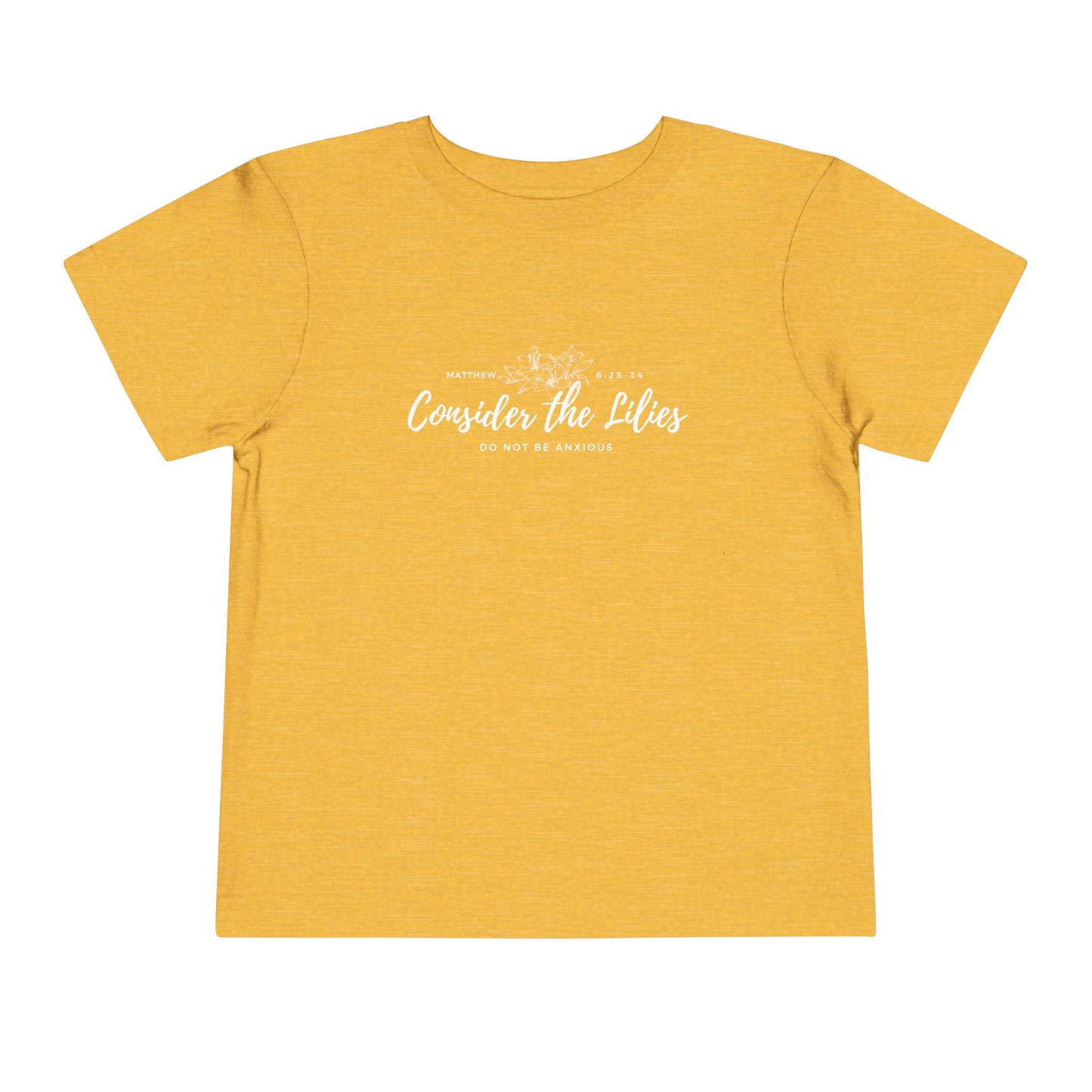 Bella + Canvas Toddler Inspirational Tee - "Consider the Lilies" - Cute Kids Shirt, Birthday Gift, Everyday Wear, Family Matching, Nature Lover