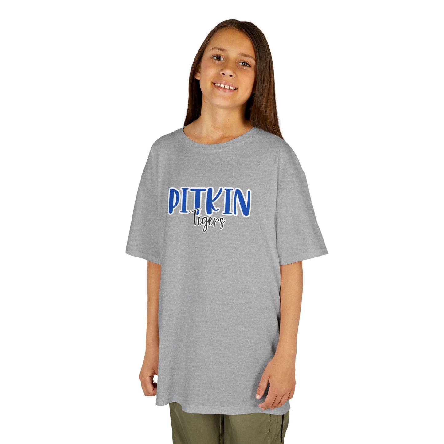 Gildan Kids Heavy Cotton Tee with Pitkin Tigers Style 2 Design, Cute Children's T-Shirt, School Spirit Apparel, Gift for Young Fans, Sporty Kids Wear