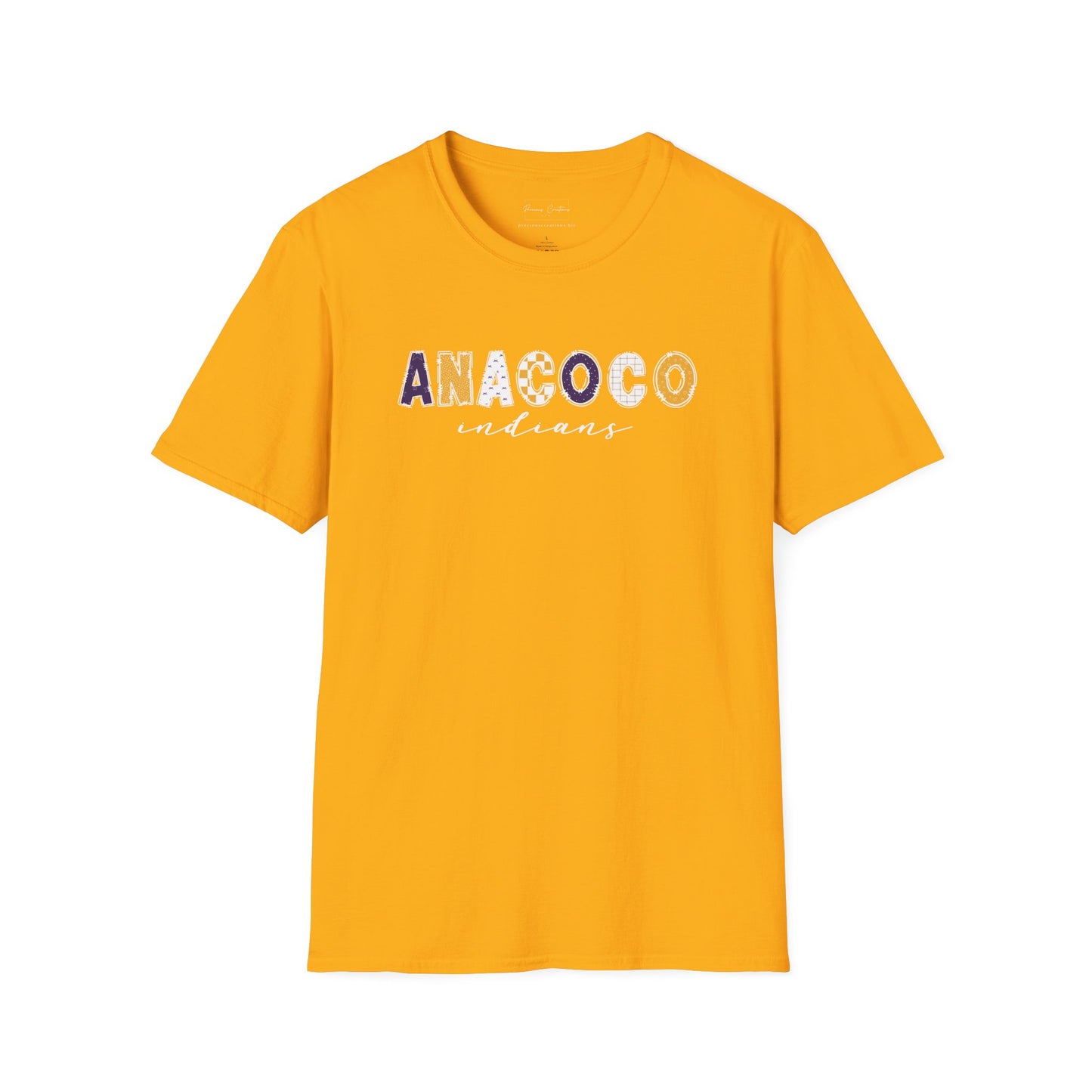 Gildan Anacoco Indians Unisex Softstyle T-Shirt, Cute Graphic Tee, Team Spirit Shirt, Casual Wear, Gift for Fans