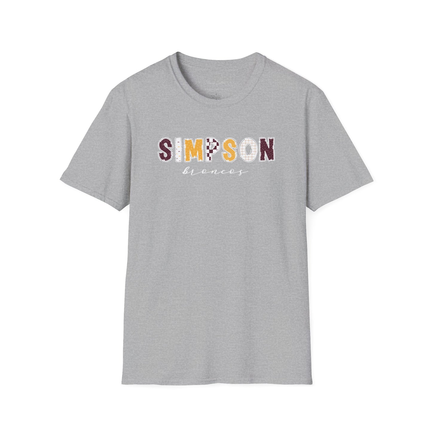 Gildan Simpson Broncos Unisex Softstyle T-Shirt, Cute Graphic Tee, Team Spirit Shirt, Casual Wear, Gift for Fans