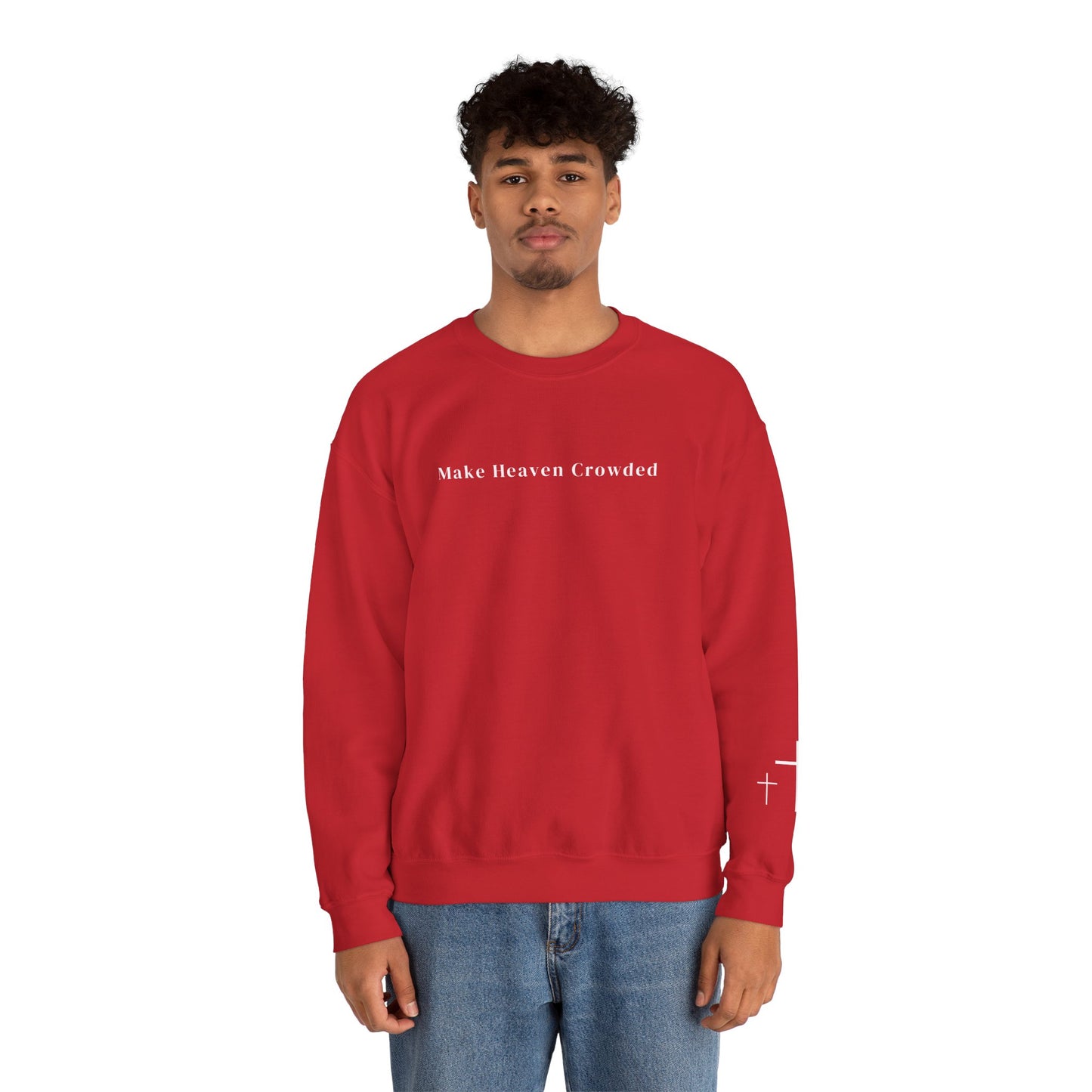 Gildan Make Heaven Crowded Minimalist Inspirational Crewneck Sweatshirt | Unisex, Cozy Fashion, Gift for Her, Casual Wear, Comfort Sweatshirt