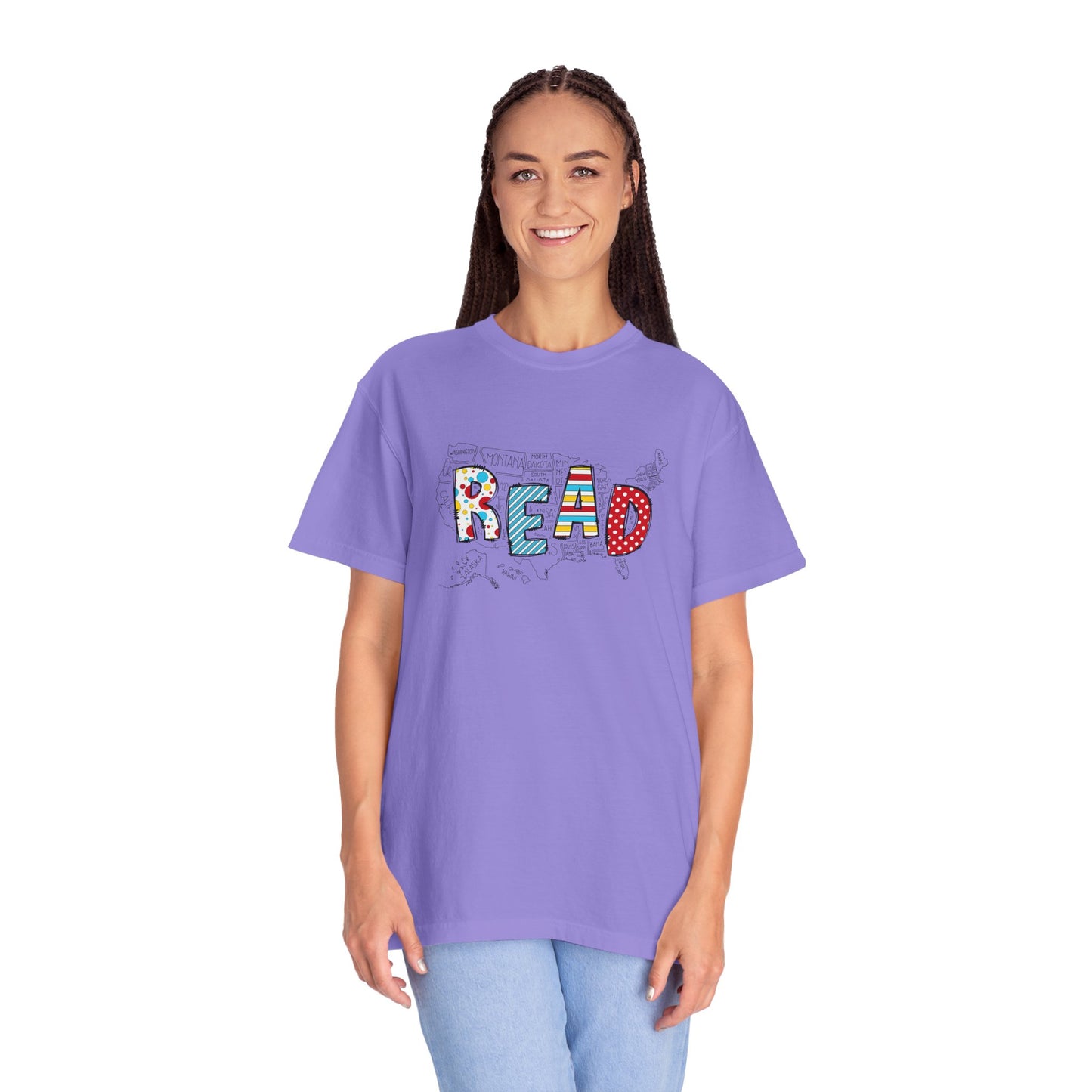Comfort Colors Unisex Read across the US - Perfect for Teachers, Back to School, Gifts, Classroom Apparel, Casual Wear