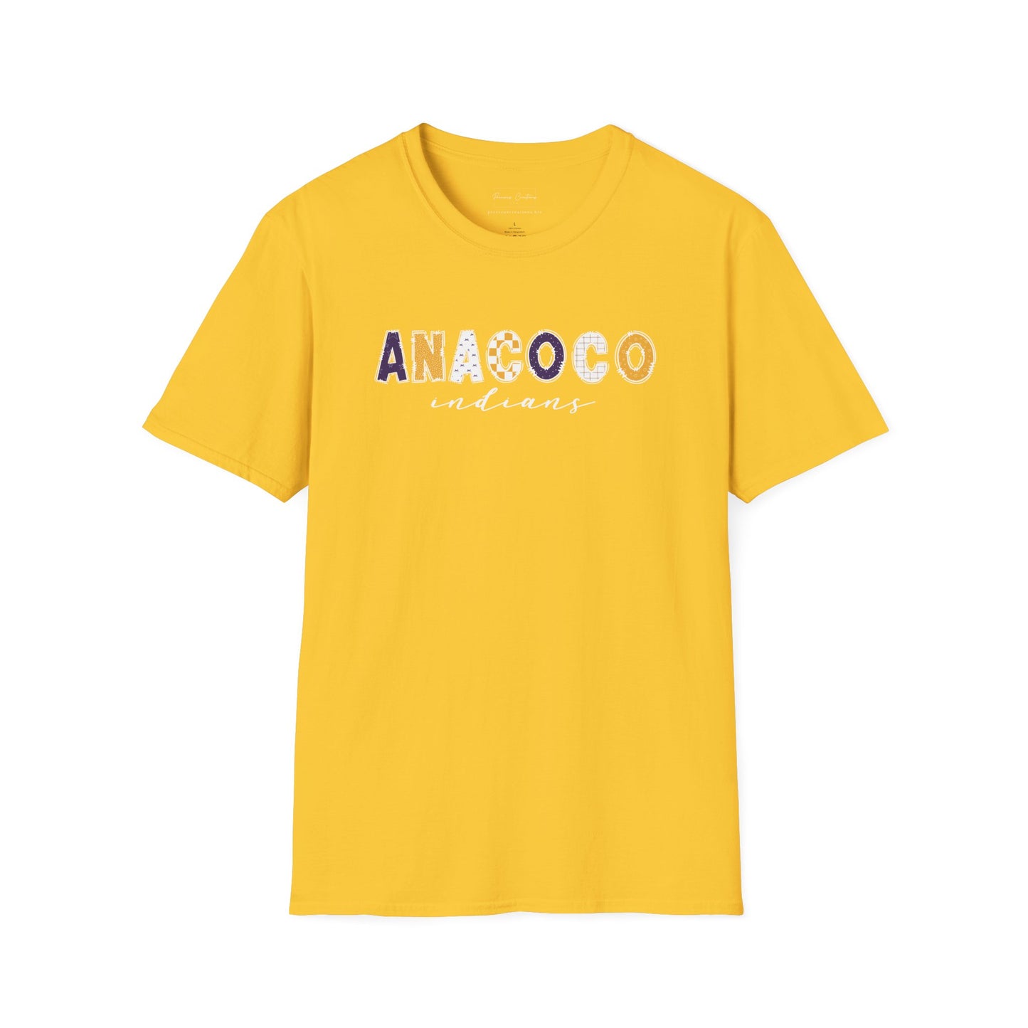 Gildan Anacoco Indians Unisex Softstyle T-Shirt, Cute Graphic Tee, Team Spirit Shirt, Casual Wear, Gift for Fans