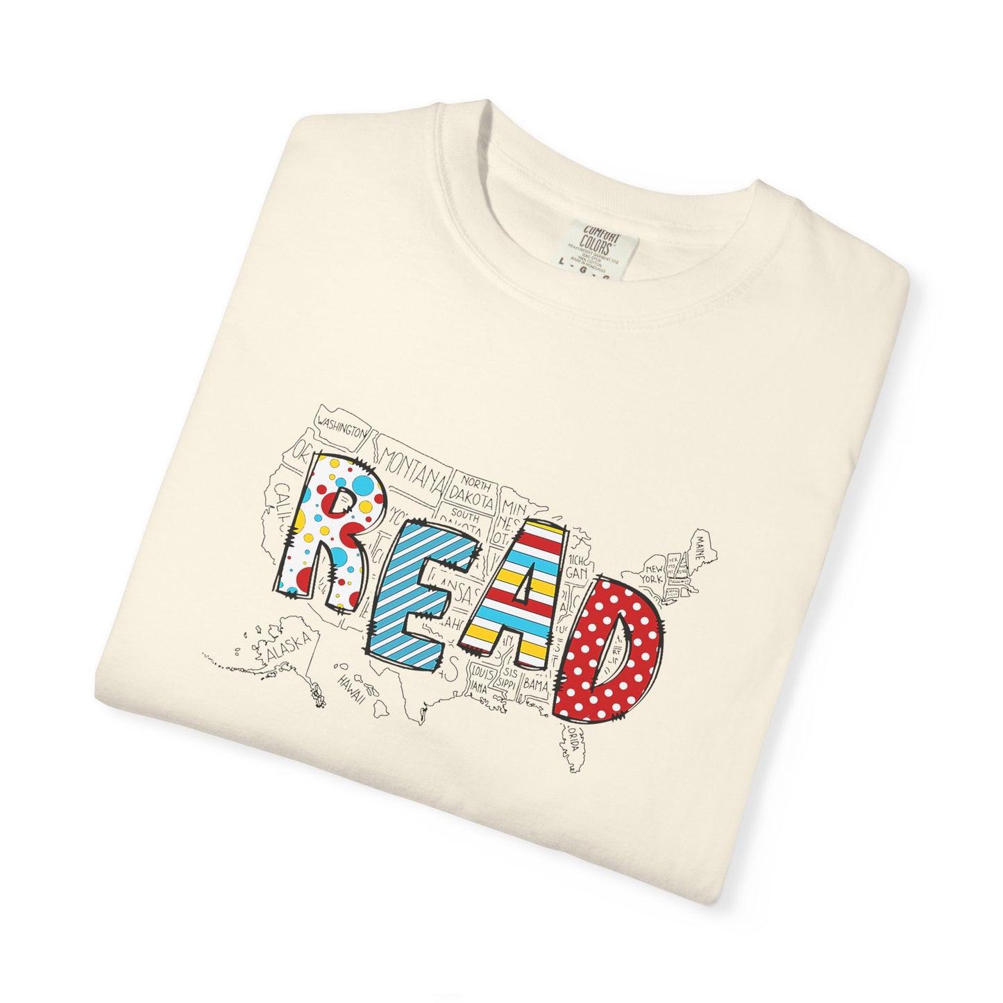 Comfort Colors Unisex Read across the US - Perfect for Teachers, Back to School, Gifts, Classroom Apparel, Casual Wear