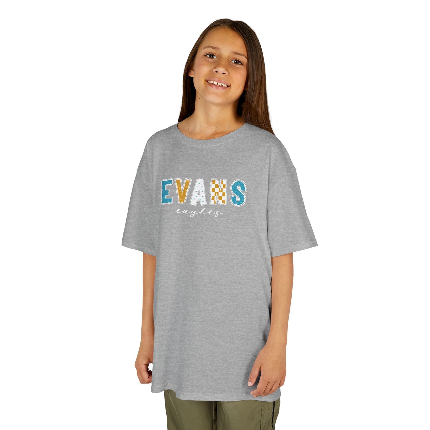 Gildan Kids Heavy Cotton Tee with Evans Eagles Design, Cute Children's T-Shirt, School Spirit Apparel, Gift for Young Fans, Sporty Kids Wear