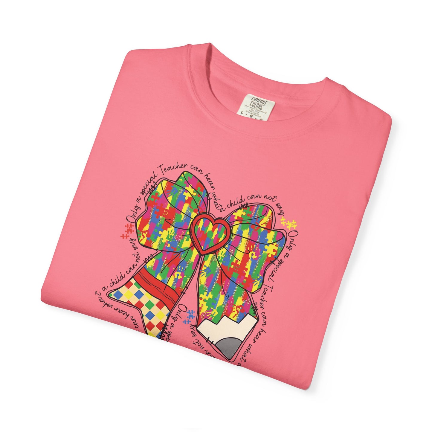 Comfort Colors Special Education Bow T-Shirt , Unisex Garment-Dyed Tee, Casual Wear, Gift for Her, Holiday Apparel