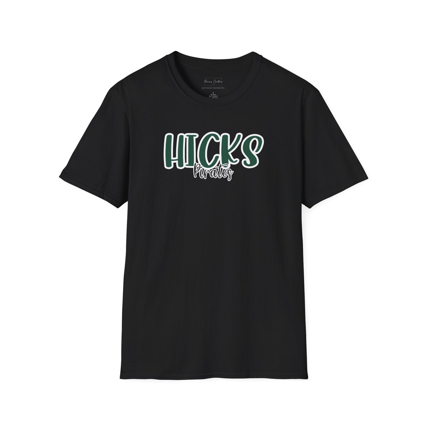 Gildan Hicks Pirates Style 2 Unisex Softstyle T-Shirt, Cute Graphic Tee, Team Spirit Shirt, Casual Wear, Gift for Fans