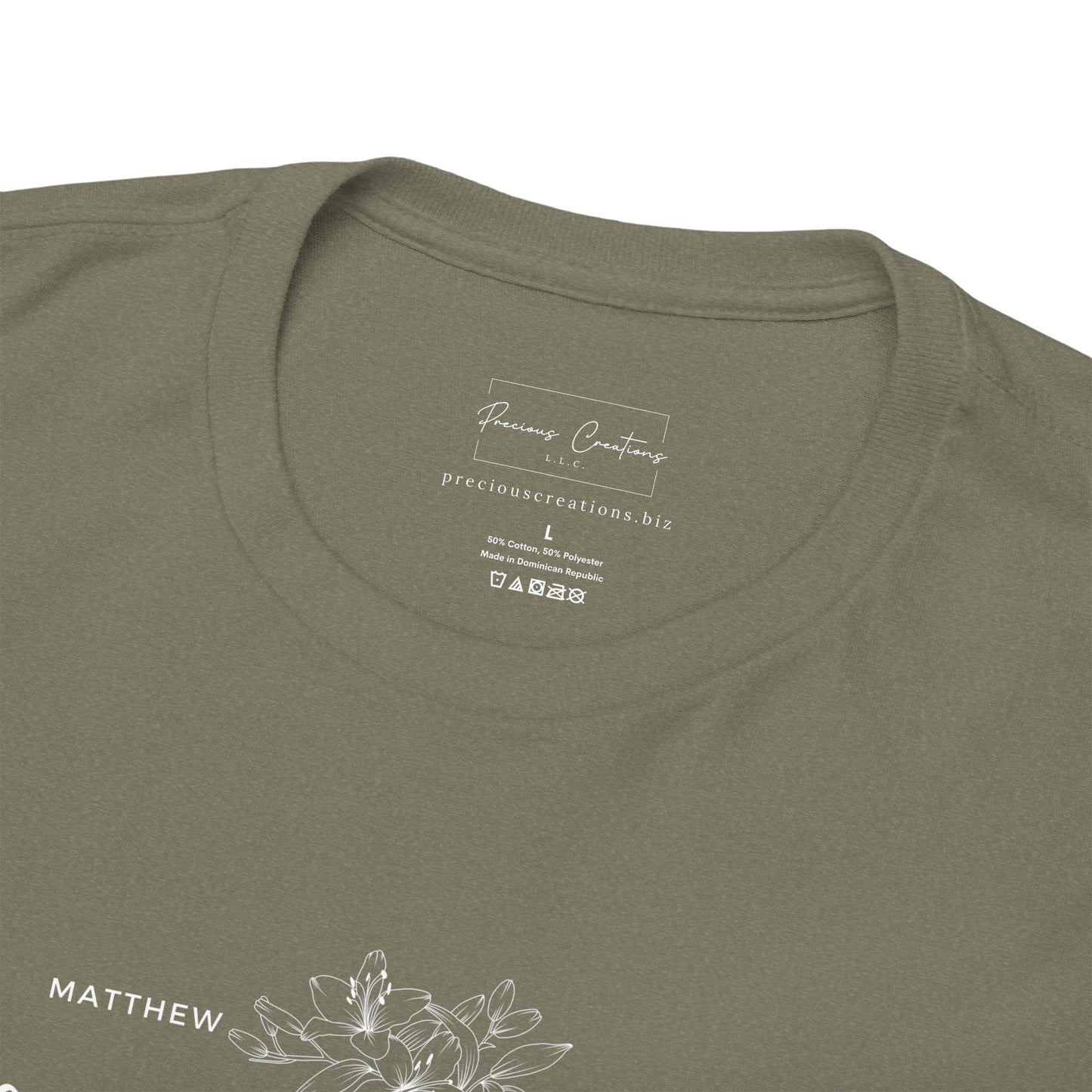 Gildan Unisex Heavy Cotton Tee with 'Consider the Lilies' Design | Casual Wear, Gifts, Inspirational Apparel, Everyday Comfort
