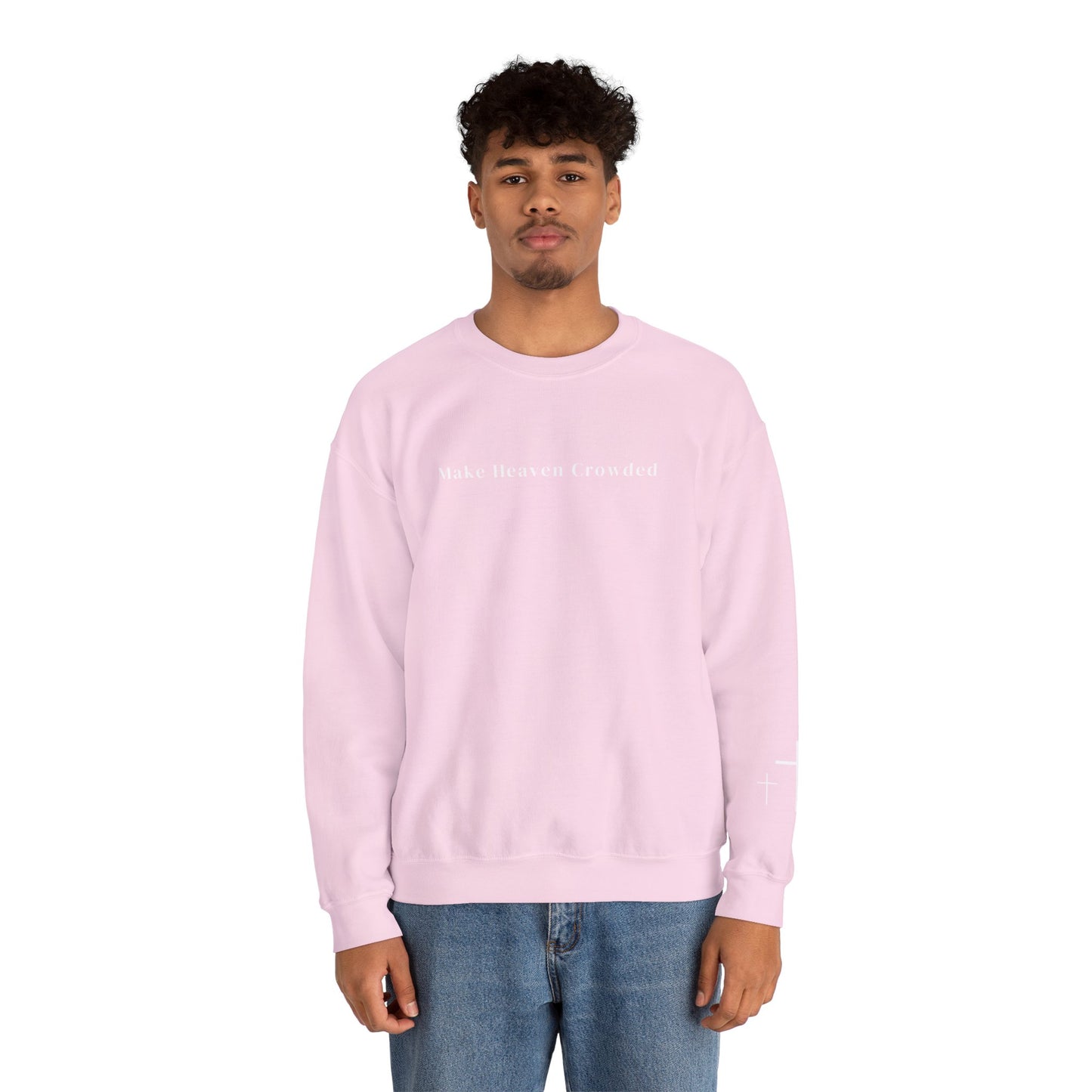 Gildan Make Heaven Crowded Minimalist Inspirational Crewneck Sweatshirt | Unisex, Cozy Fashion, Gift for Her, Casual Wear, Comfort Sweatshirt