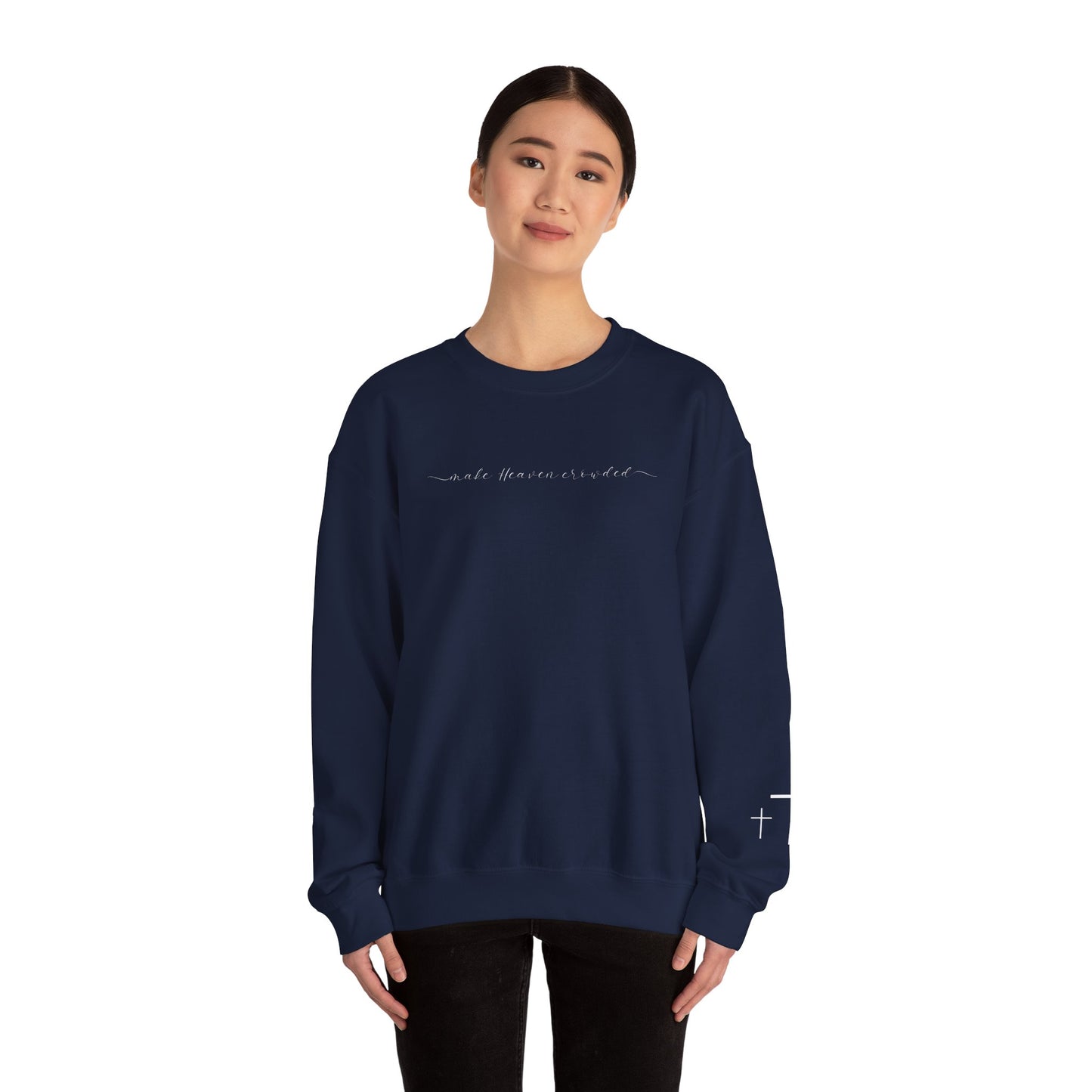 Gildan Make Heaven Crowded Minimalist Inspirational Crewneck Sweatshirt | Unisex, Cozy Fashion, Gift for Her, Casual Wear, Comfort Sweatshirt