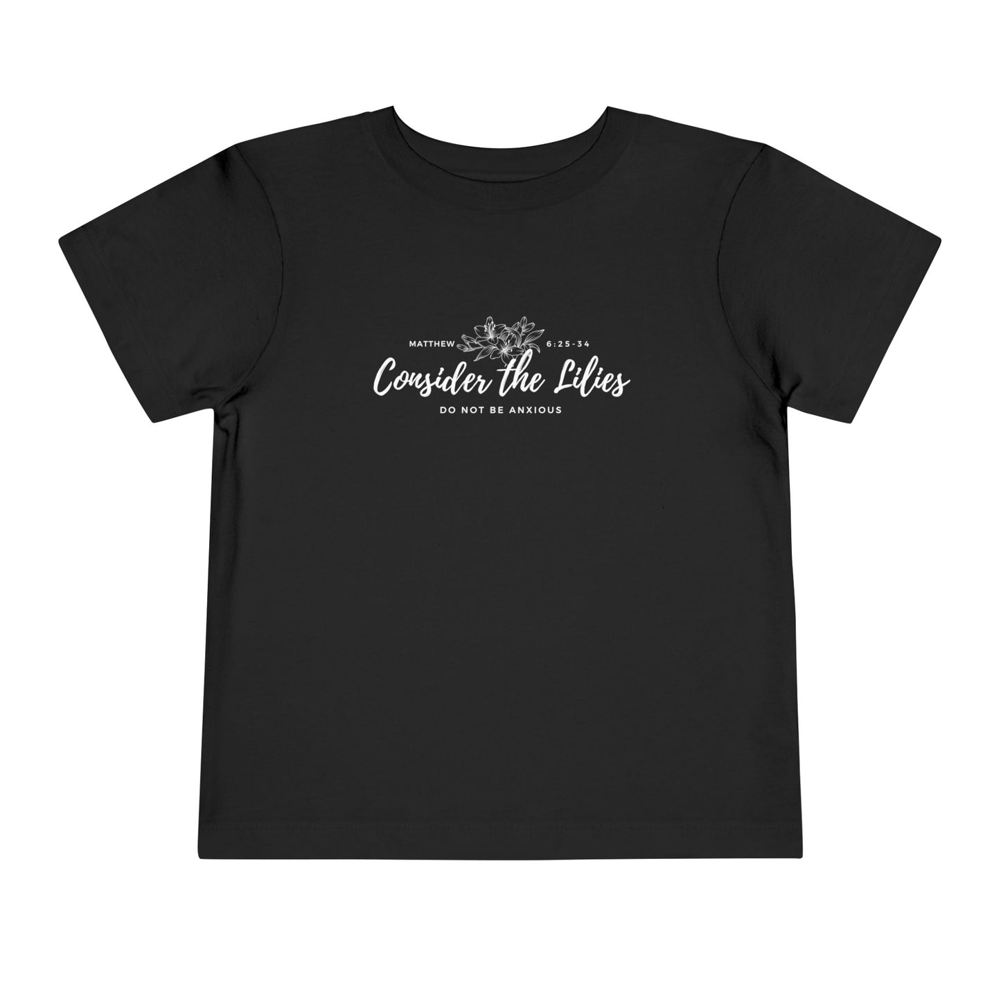 Bella + Canvas Toddler Inspirational Tee - "Consider the Lilies" - Cute Kids Shirt, Birthday Gift, Everyday Wear, Family Matching, Nature Lover
