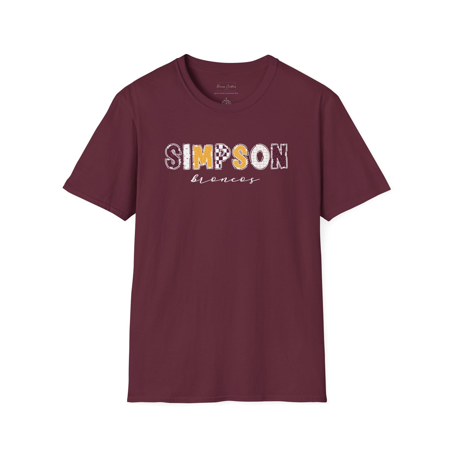 Gildan Simpson Broncos Unisex Softstyle T-Shirt, Cute Graphic Tee, Team Spirit Shirt, Casual Wear, Gift for Fans