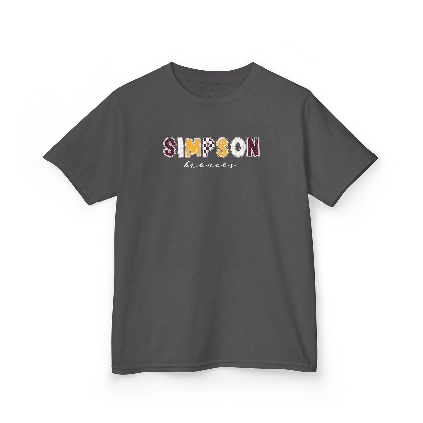 Gildan Kids Heavy Cotton Tee with Simpson Broncos Design, Cute Children's T-Shirt, School Spirit Apparel, Gift for Young Fans, Sporty Kids Wear