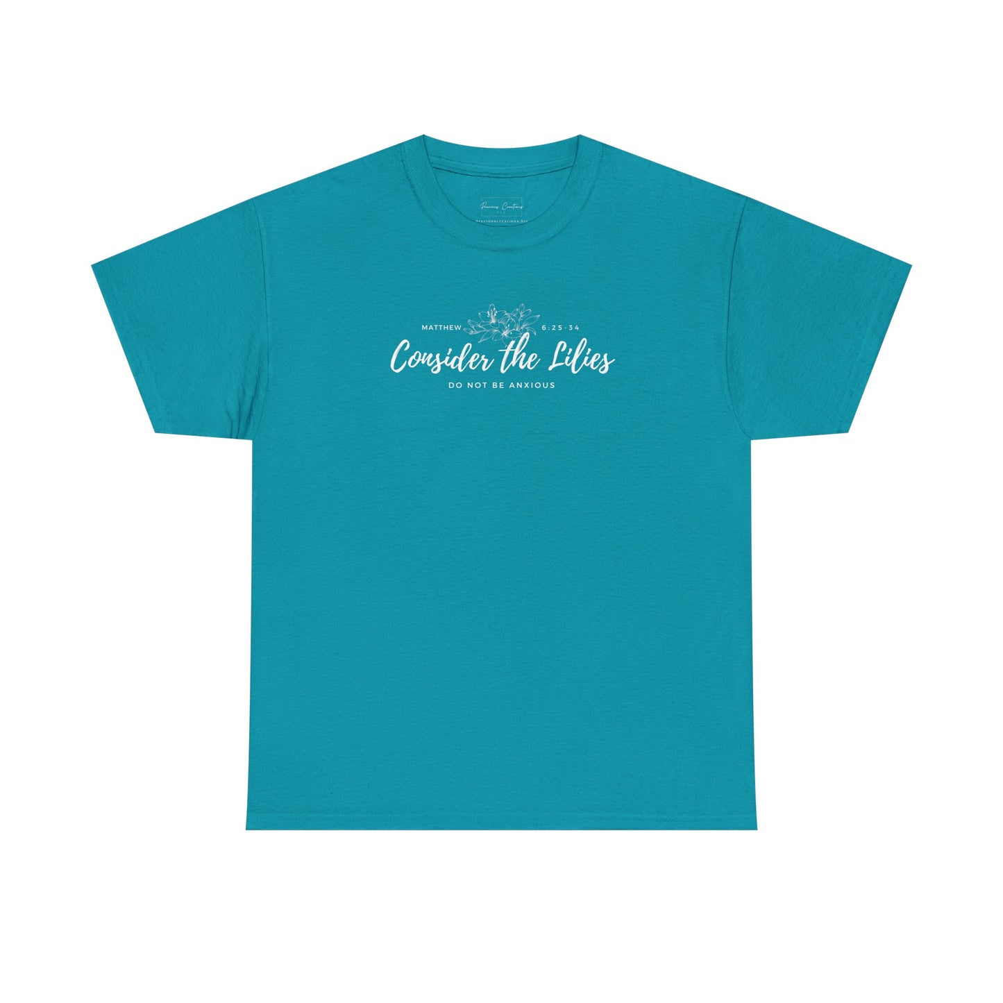 Gildan Unisex Heavy Cotton Tee with 'Consider the Lilies' Design | Casual Wear, Gifts, Inspirational Apparel, Everyday Comfort
