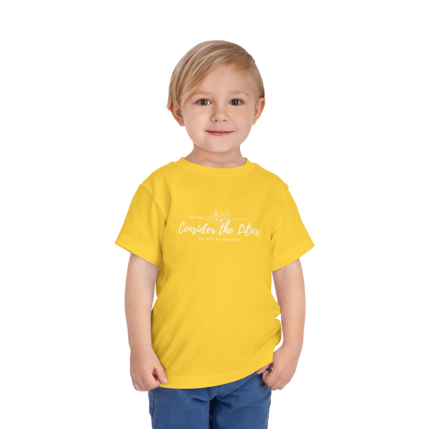 Bella + Canvas Toddler Inspirational Tee - "Consider the Lilies" - Cute Kids Shirt, Birthday Gift, Everyday Wear, Family Matching, Nature Lover