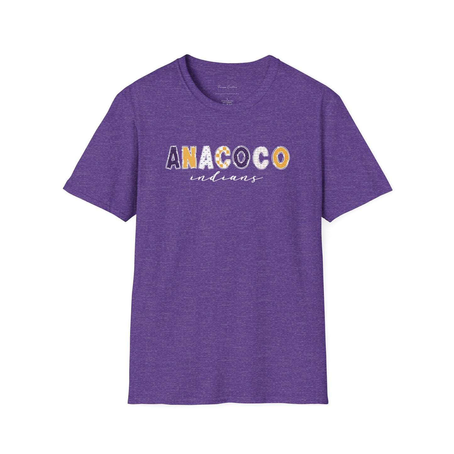 Gildan Anacoco Indians Unisex Softstyle T-Shirt, Cute Graphic Tee, Team Spirit Shirt, Casual Wear, Gift for Fans