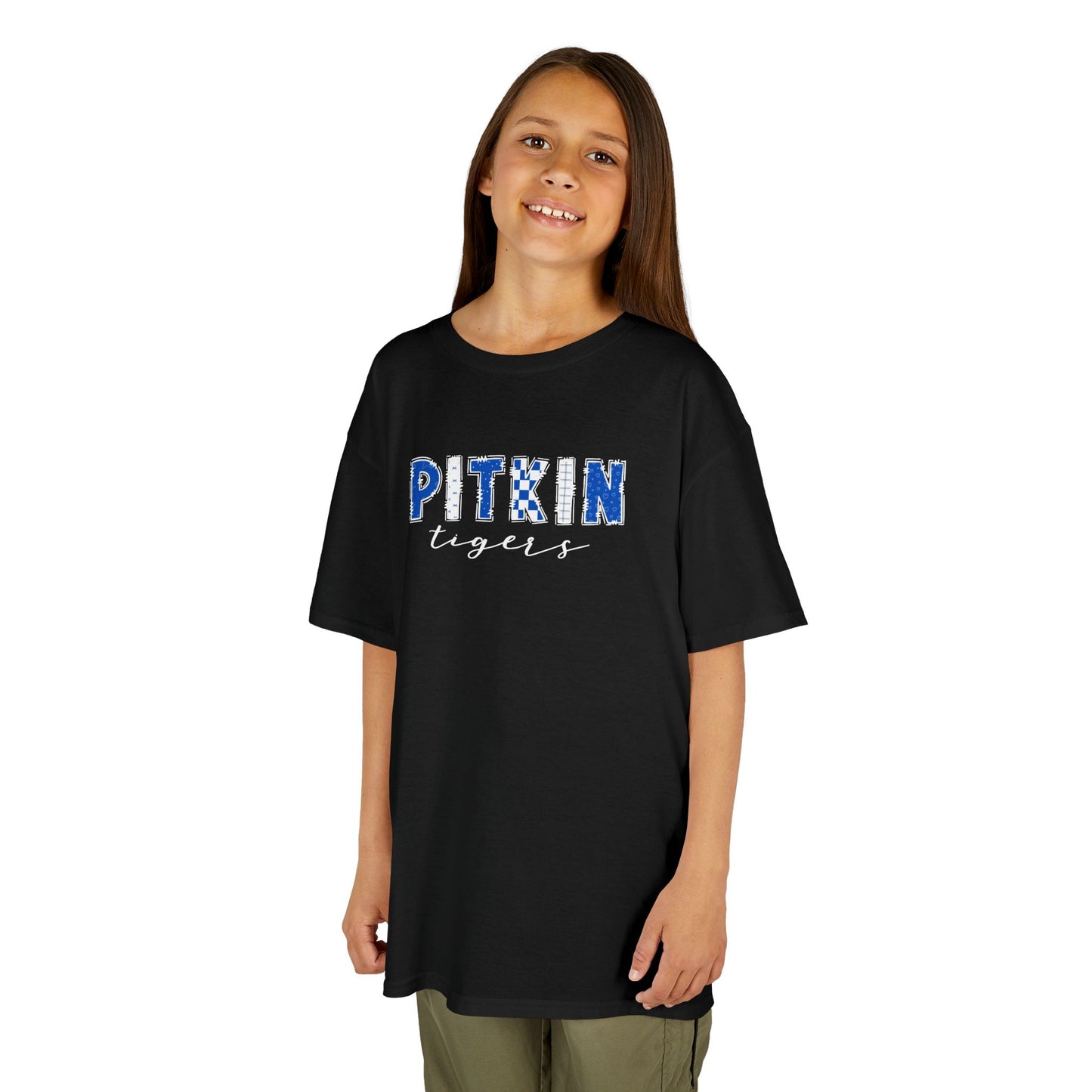 Gildan Kids Heavy Cotton Tee with Pitkin Tigers Design, Cute Children's T-Shirt, School Spirit Apparel, Gift for Young Fans, Sporty Kids Wear