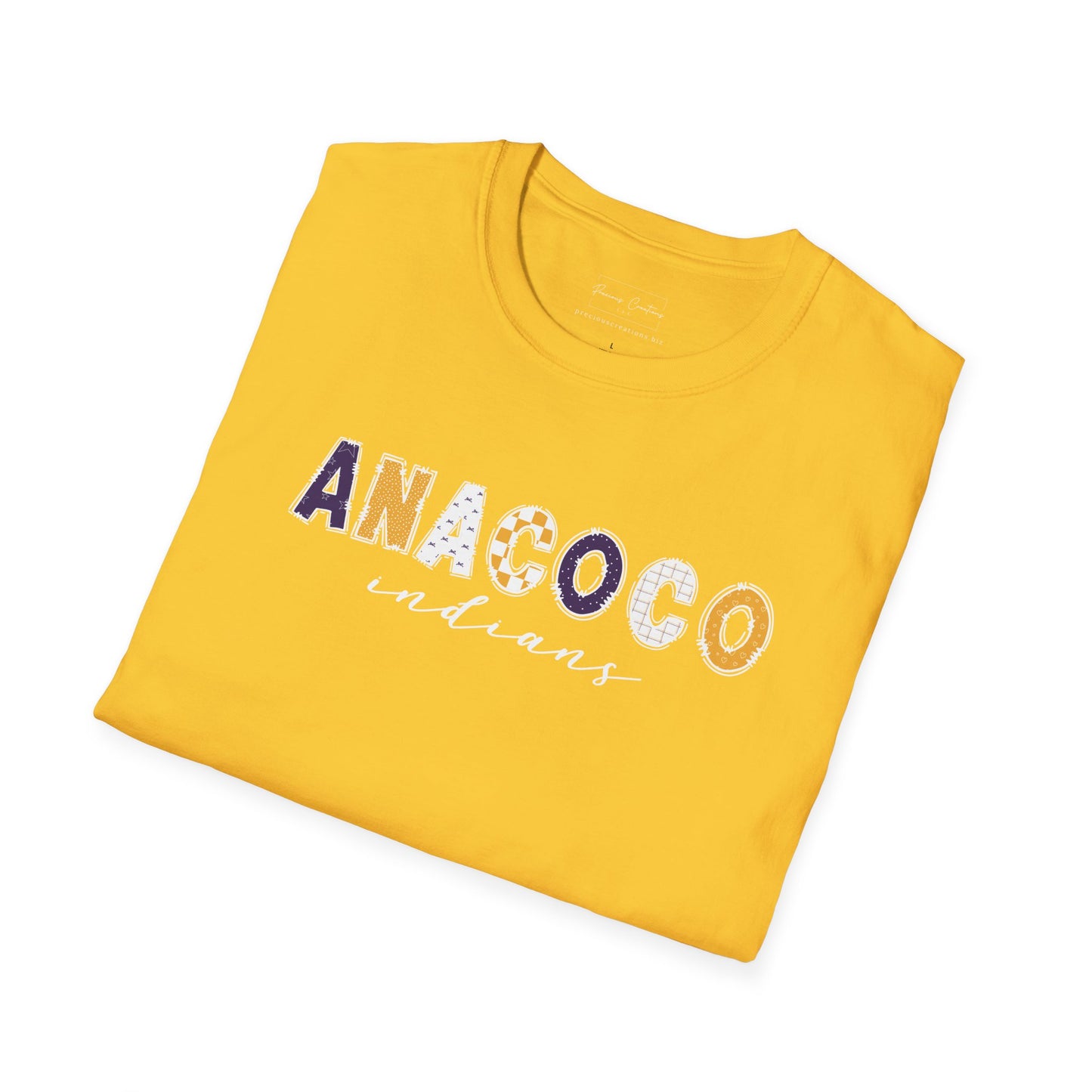 Gildan Anacoco Indians Unisex Softstyle T-Shirt, Cute Graphic Tee, Team Spirit Shirt, Casual Wear, Gift for Fans