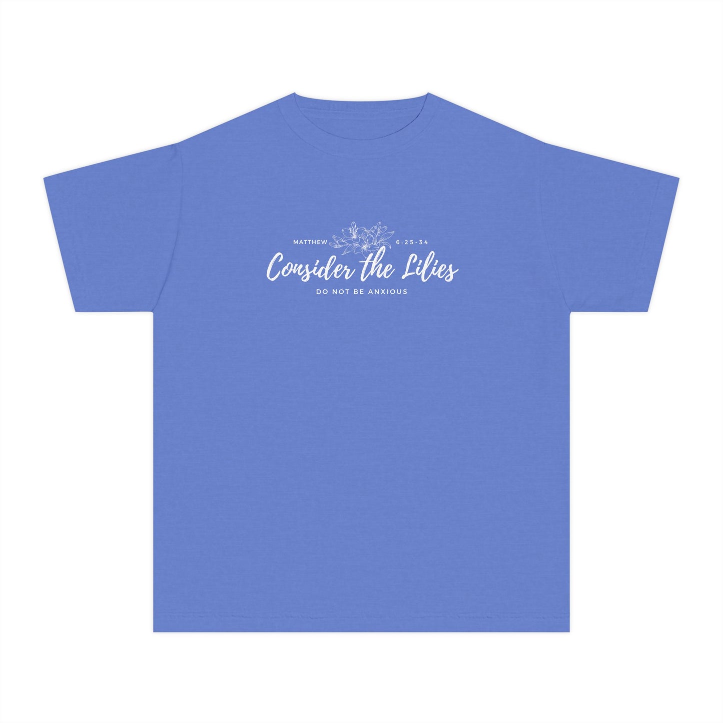 Comfort Colors "Consider the Lilies" Inspirational T-Shirt, Everyday Wear, Gift for kids, Christian Thought