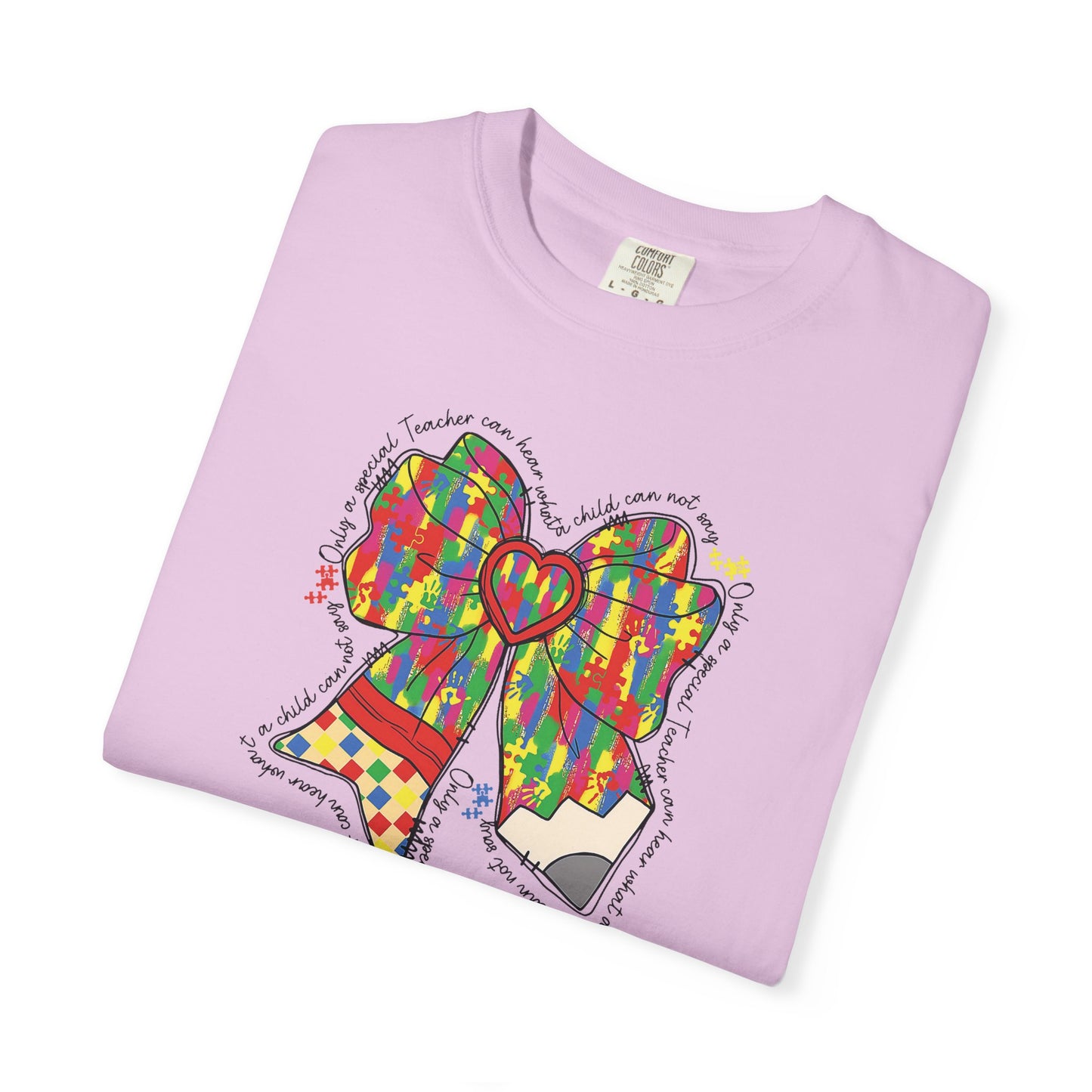 Comfort Colors Special Education Bow T-Shirt , Unisex Garment-Dyed Tee, Casual Wear, Gift for Her, Holiday Apparel