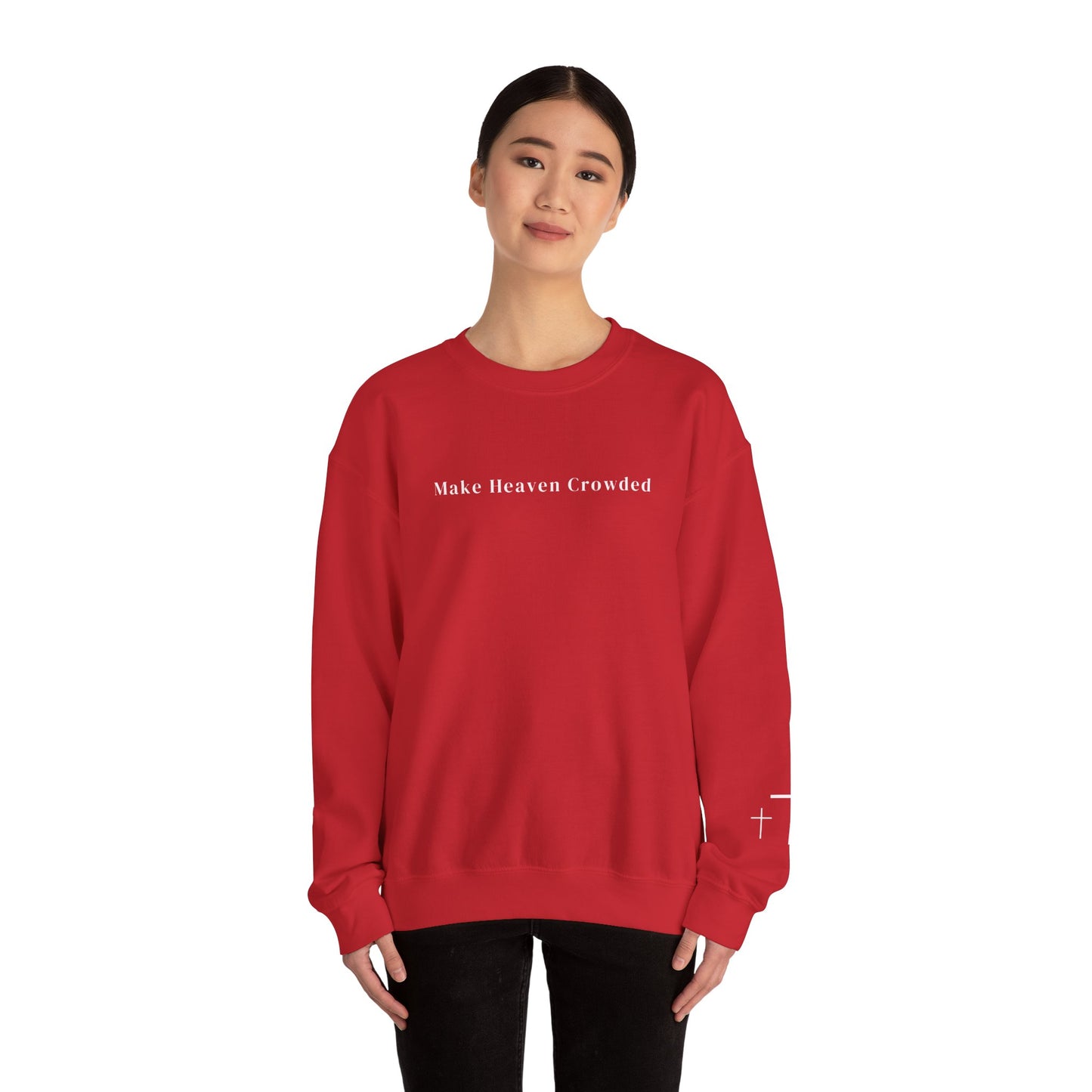 Gildan Make Heaven Crowded Minimalist Inspirational Crewneck Sweatshirt | Unisex, Cozy Fashion, Gift for Her, Casual Wear, Comfort Sweatshirt