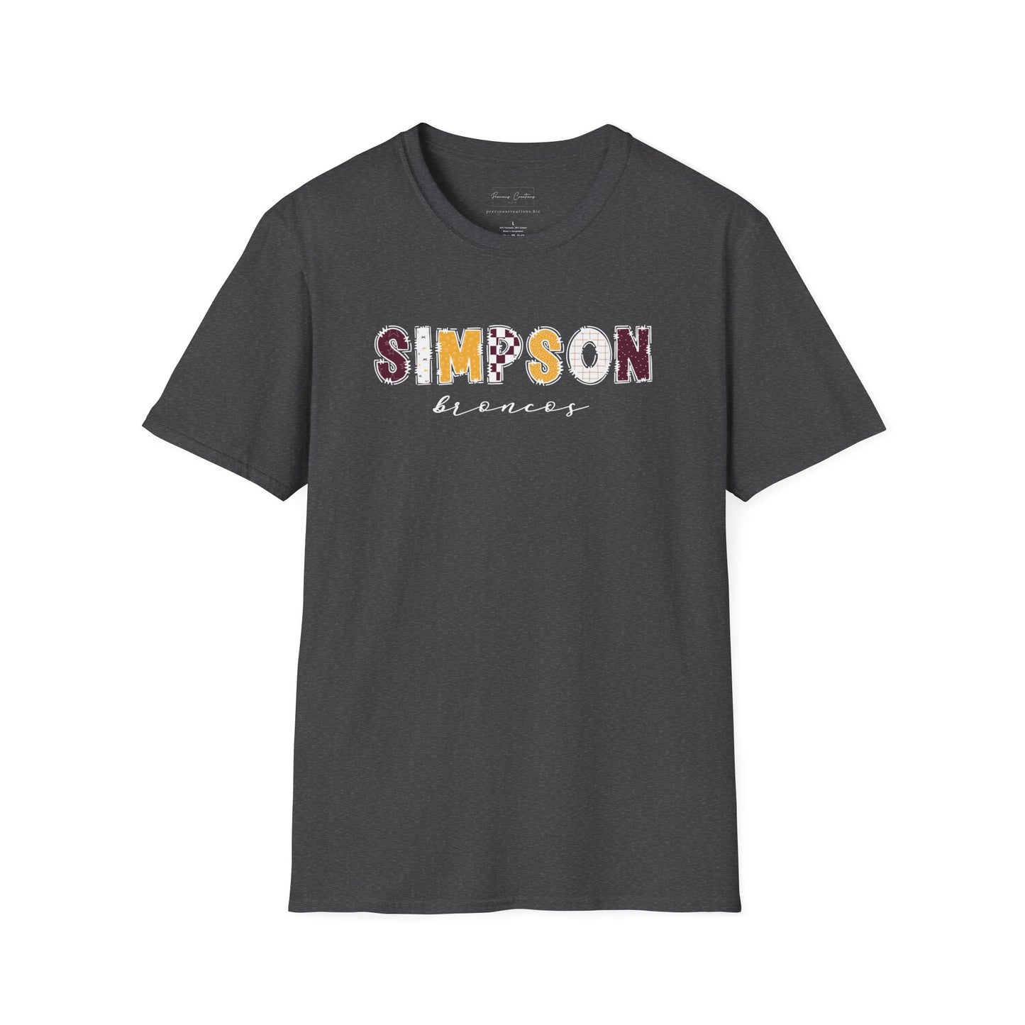 Gildan Simpson Broncos Unisex Softstyle T-Shirt, Cute Graphic Tee, Team Spirit Shirt, Casual Wear, Gift for Fans