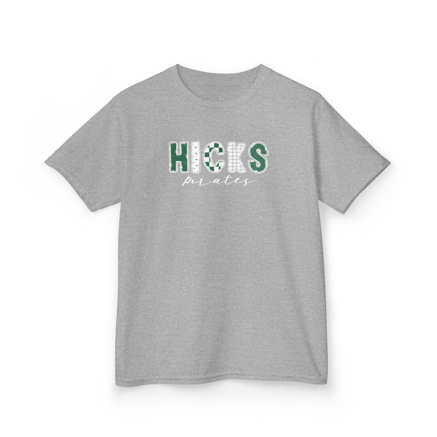 Gildan Kids Heavy Cotton Tee with Hicks Pirates Design, Cute Children's T-Shirt, School Spirit Apparel, Gift for Young Fans, Sporty Kids Wear