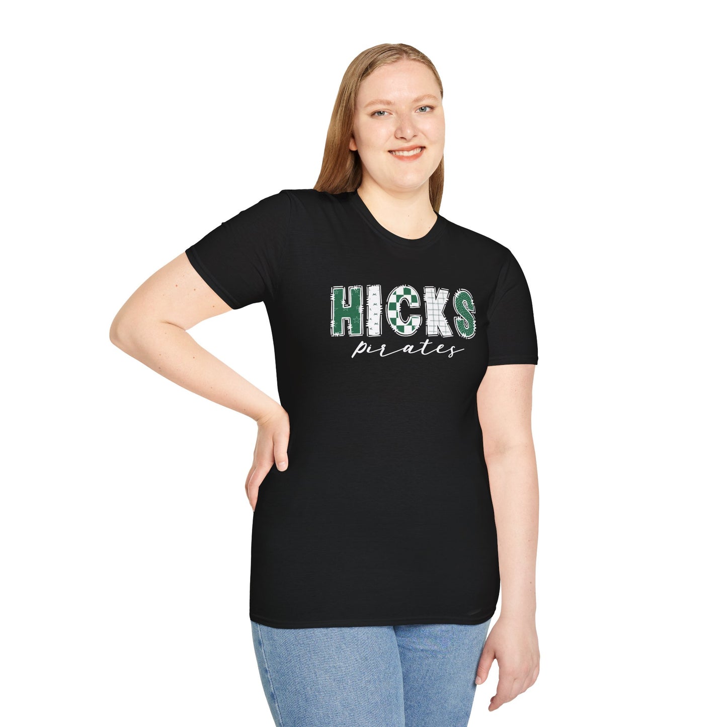 Gildan Hicks Pirates Unisex Softstyle T-Shirt, Cute Graphic Tee, Team Spirit Shirt, Casual Wear, Gift for Fans