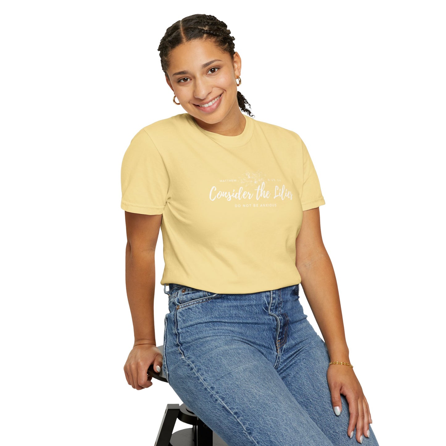 Comfort Colors Garment-Dyed Inspirational T-shirt, Consider the Lilies Tee, Unisex Casual Wear, Motivational Shirt, Relaxed Style