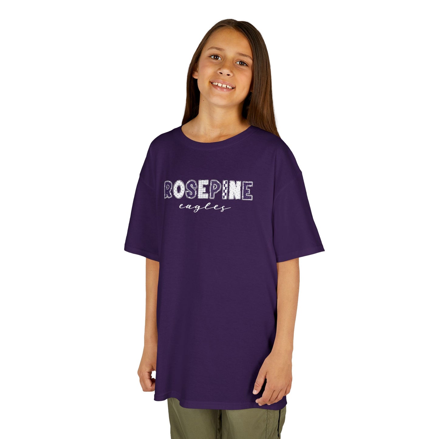 Gildan Kids Heavy Cotton Tee with Rosepine Eagles Design, Cute Children's T-Shirt, School Spirit Apparel, Gift for Young Fans, Sporty Kids Wear