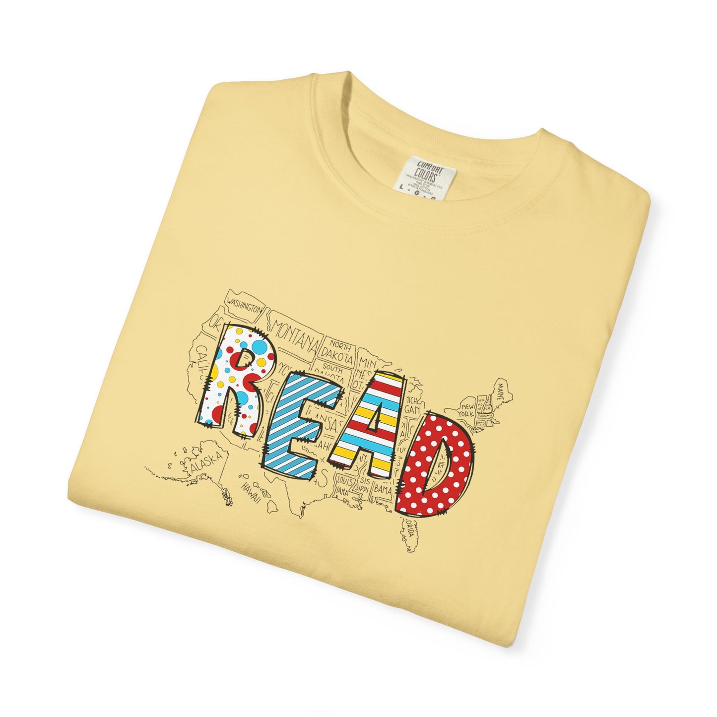 Comfort Colors Unisex Read across the US - Perfect for Teachers, Back to School, Gifts, Classroom Apparel, Casual Wear