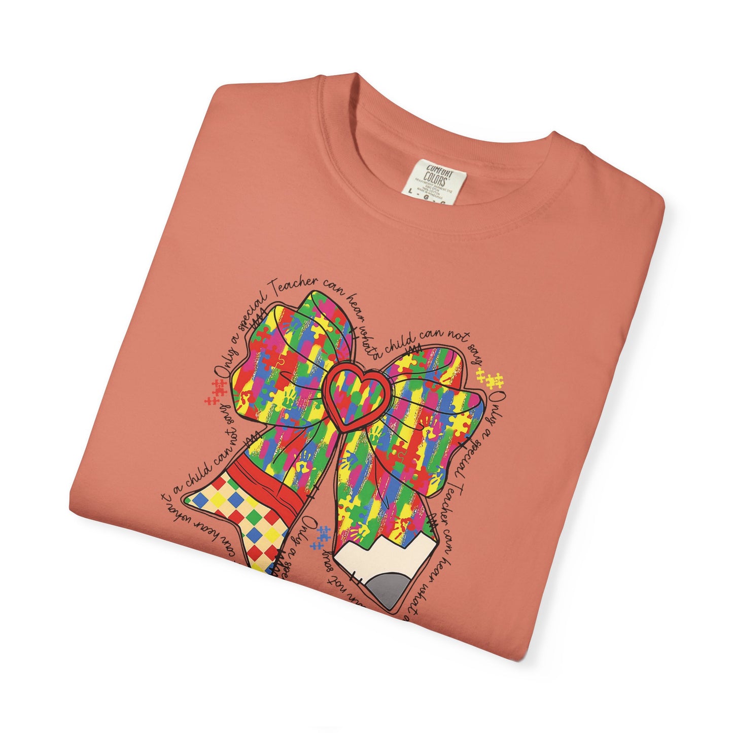 Comfort Colors Special Education Bow T-Shirt , Unisex Garment-Dyed Tee, Casual Wear, Gift for Her, Holiday Apparel
