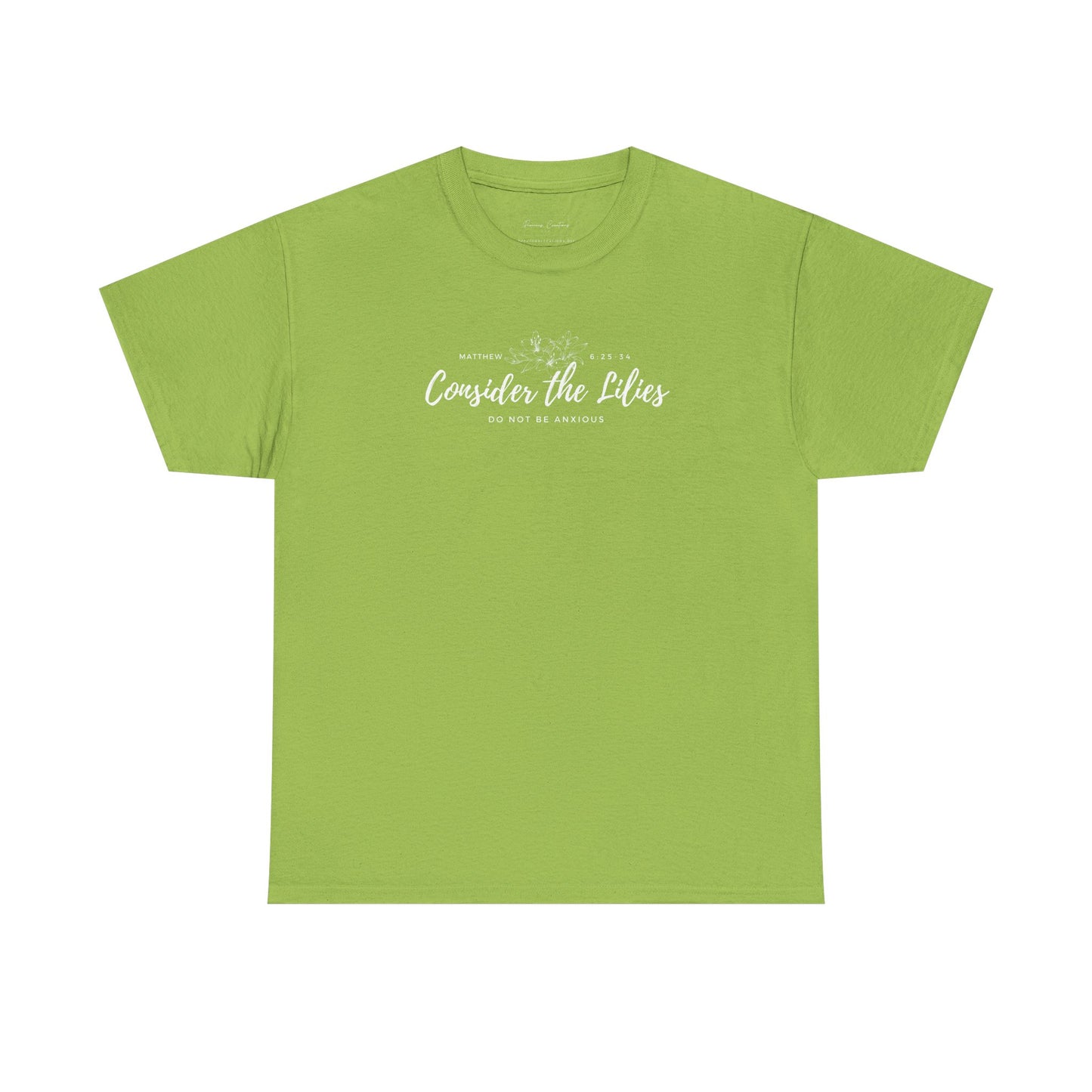 Gildan Unisex Heavy Cotton Tee with 'Consider the Lilies' Design | Casual Wear, Gifts, Inspirational Apparel, Everyday Comfort