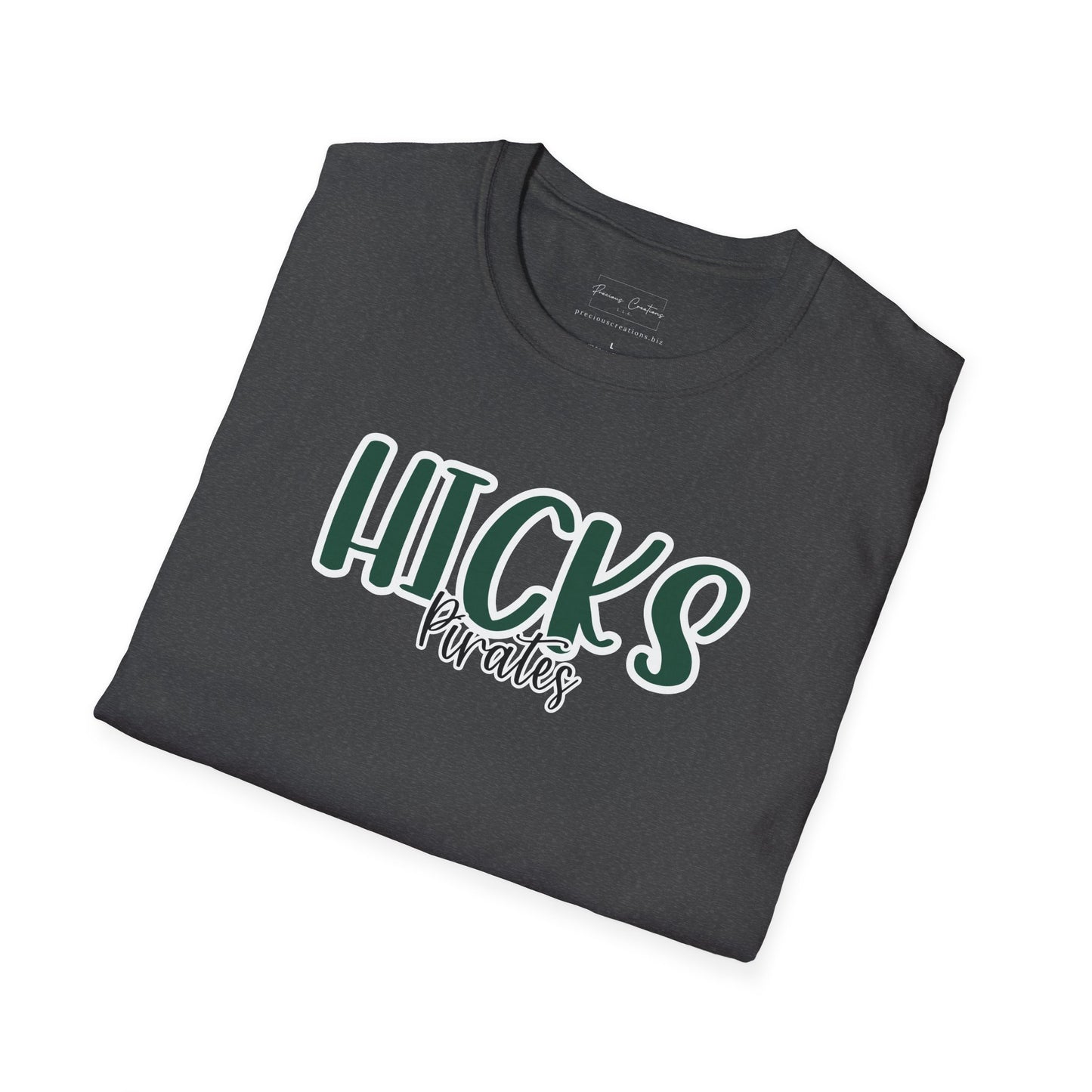 Gildan Hicks Pirates Style 2 Unisex Softstyle T-Shirt, Cute Graphic Tee, Team Spirit Shirt, Casual Wear, Gift for Fans