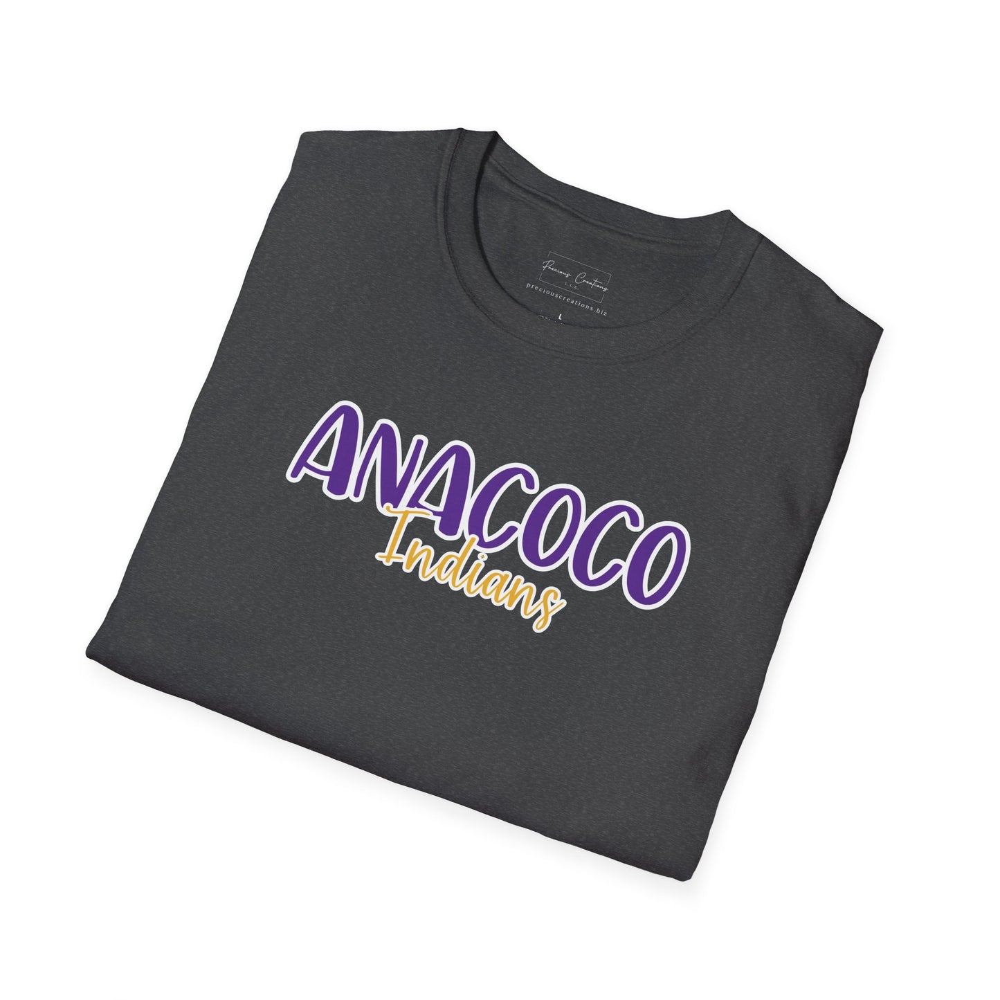 Gildan Anacoco Indians Style 2 Unisex Softstyle T-Shirt, Cute Graphic Tee, Team Spirit Shirt, Casual Wear, Gift for Fans
