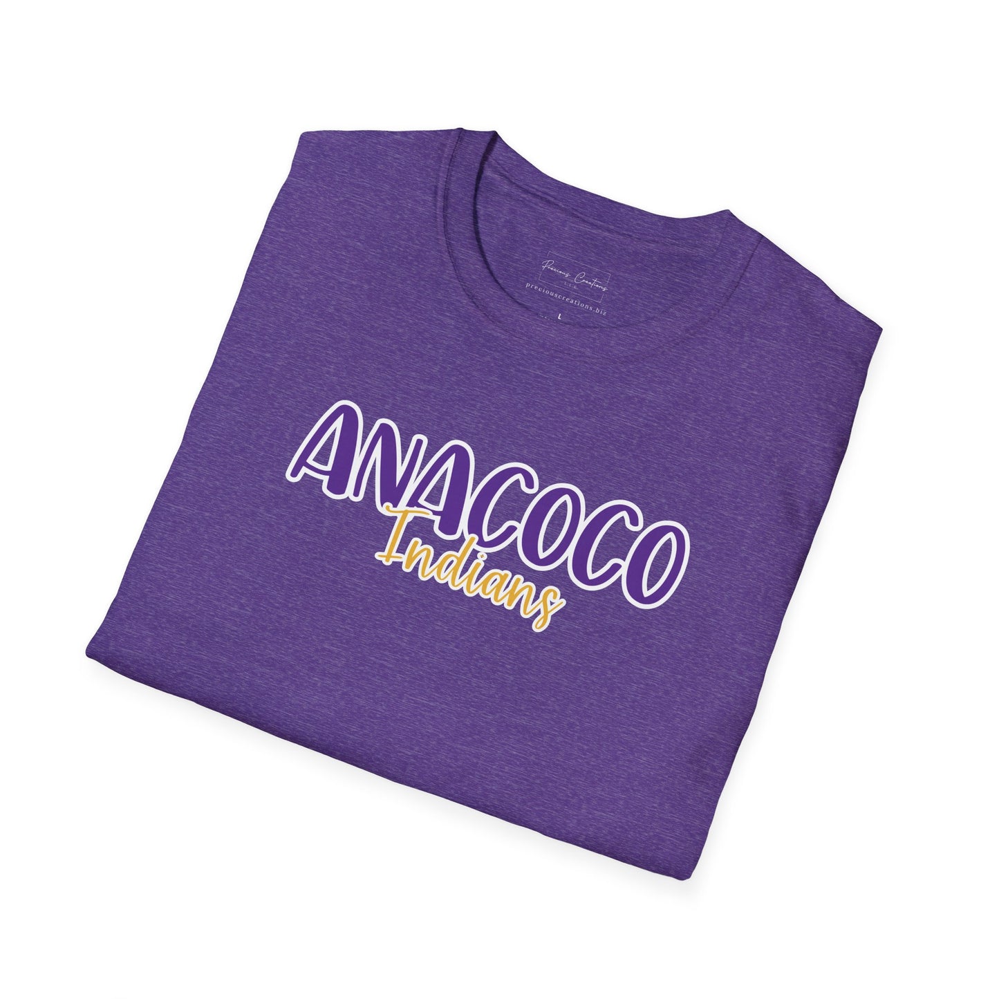 Gildan Anacoco Indians Style 2 Unisex Softstyle T-Shirt, Cute Graphic Tee, Team Spirit Shirt, Casual Wear, Gift for Fans