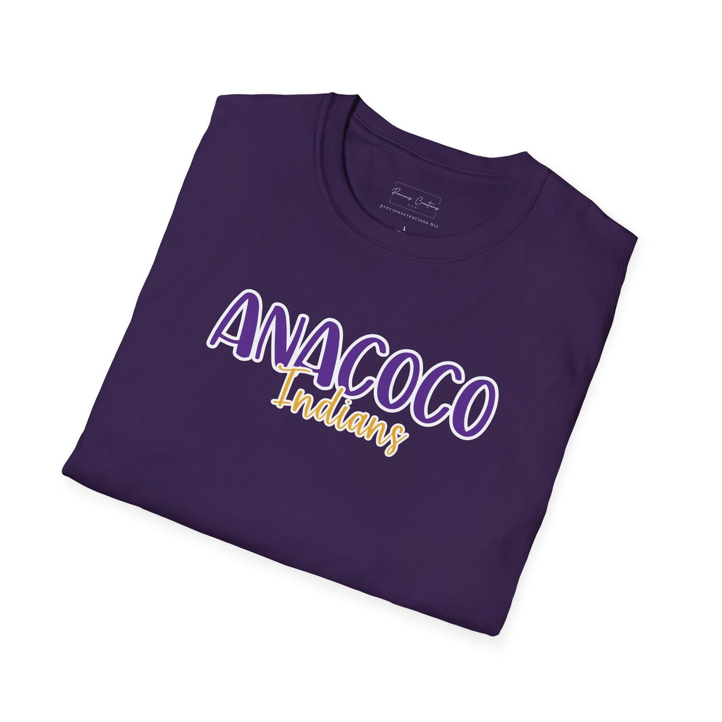 Gildan Anacoco Indians Style 2 Unisex Softstyle T-Shirt, Cute Graphic Tee, Team Spirit Shirt, Casual Wear, Gift for Fans