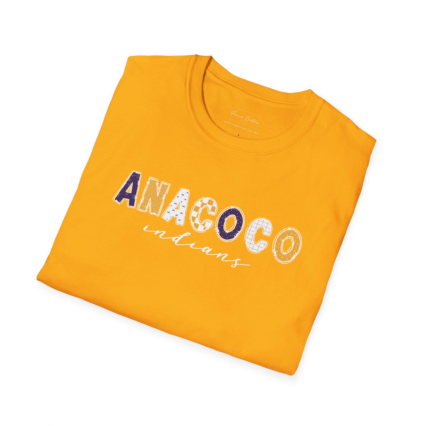 Gildan Anacoco Indians Unisex Softstyle T-Shirt, Cute Graphic Tee, Team Spirit Shirt, Casual Wear, Gift for Fans