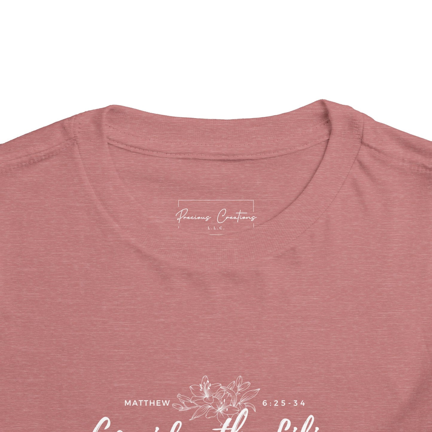 Bella + Canvas Toddler Inspirational Tee - "Consider the Lilies" - Cute Kids Shirt, Birthday Gift, Everyday Wear, Family Matching, Nature Lover