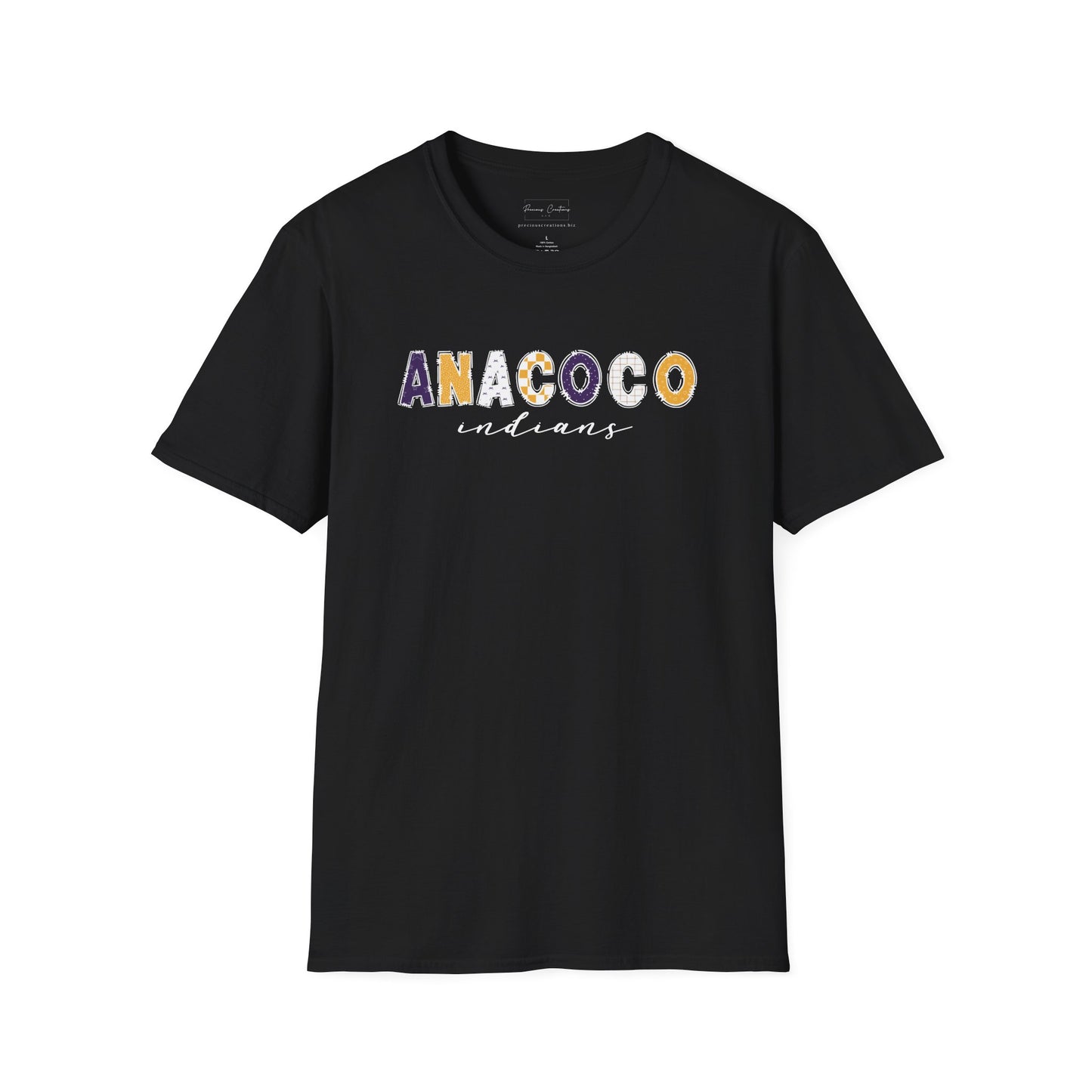 Gildan Anacoco Indians Unisex Softstyle T-Shirt, Cute Graphic Tee, Team Spirit Shirt, Casual Wear, Gift for Fans