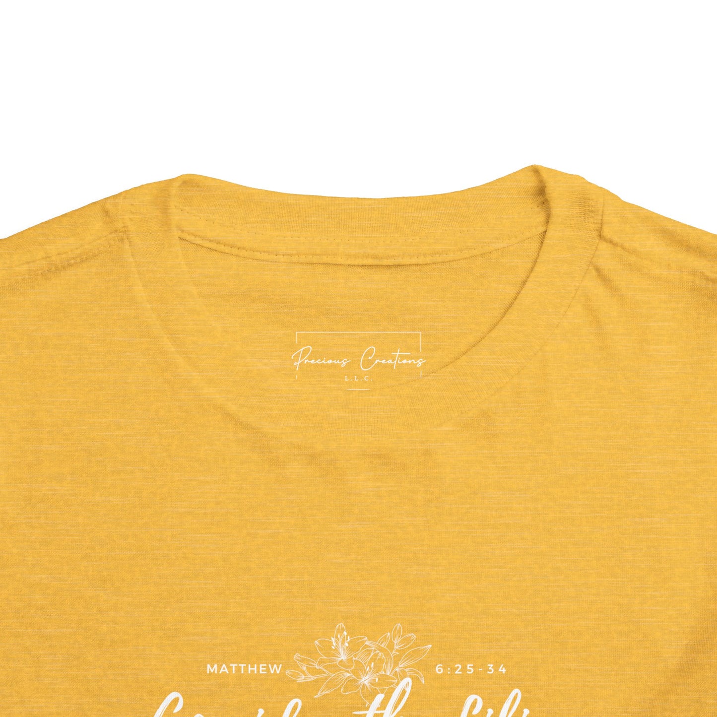 Bella + Canvas Toddler Inspirational Tee - "Consider the Lilies" - Cute Kids Shirt, Birthday Gift, Everyday Wear, Family Matching, Nature Lover