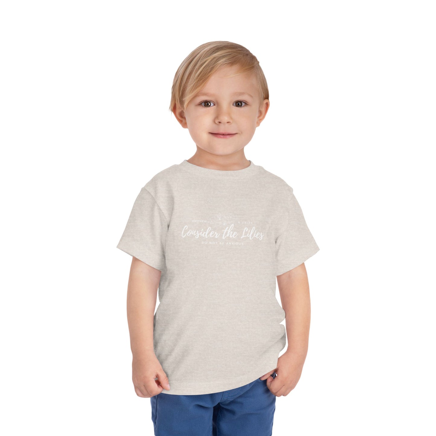 Bella + Canvas Toddler Inspirational Tee - "Consider the Lilies" - Cute Kids Shirt, Birthday Gift, Everyday Wear, Family Matching, Nature Lover