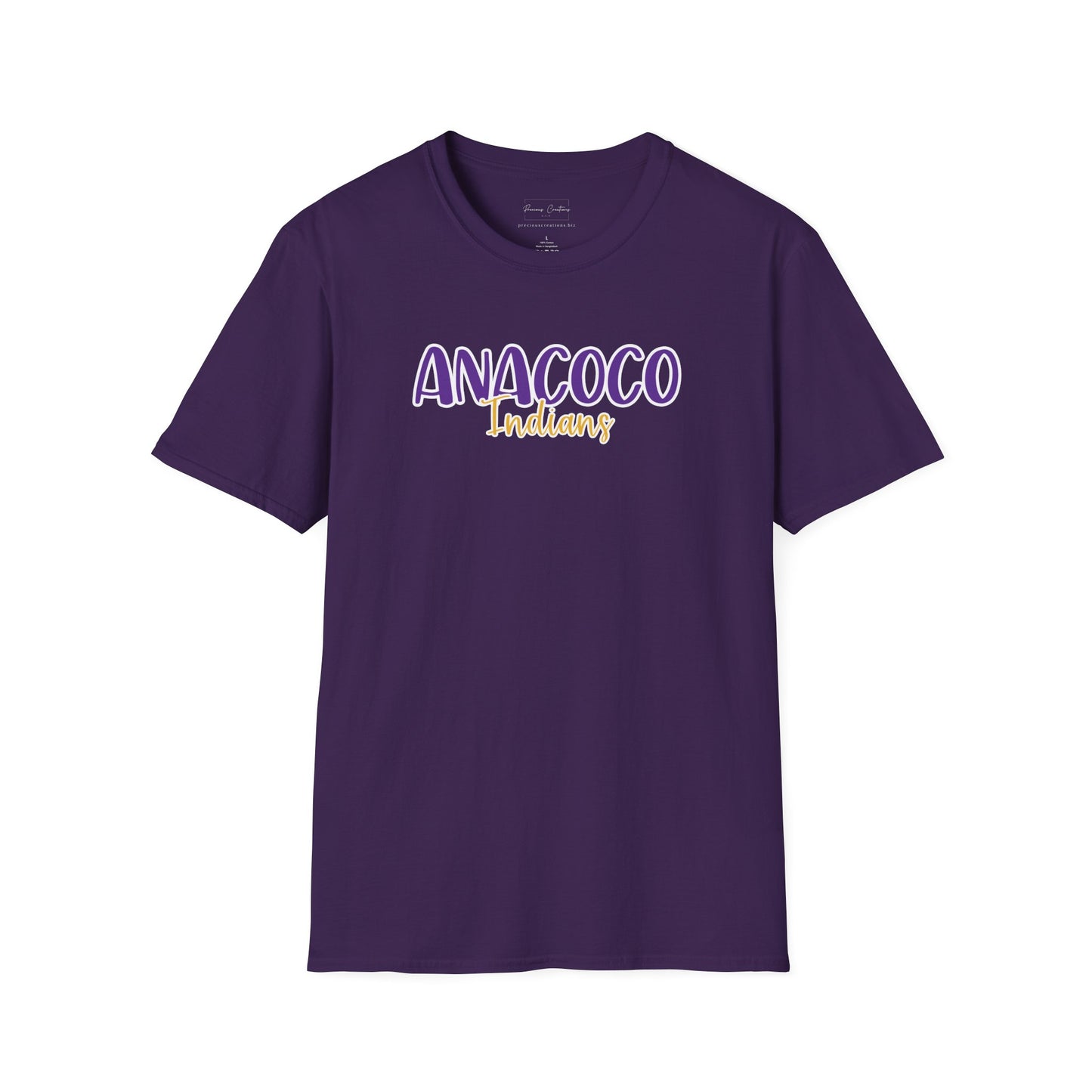 Gildan Anacoco Indians Style 2 Unisex Softstyle T-Shirt, Cute Graphic Tee, Team Spirit Shirt, Casual Wear, Gift for Fans