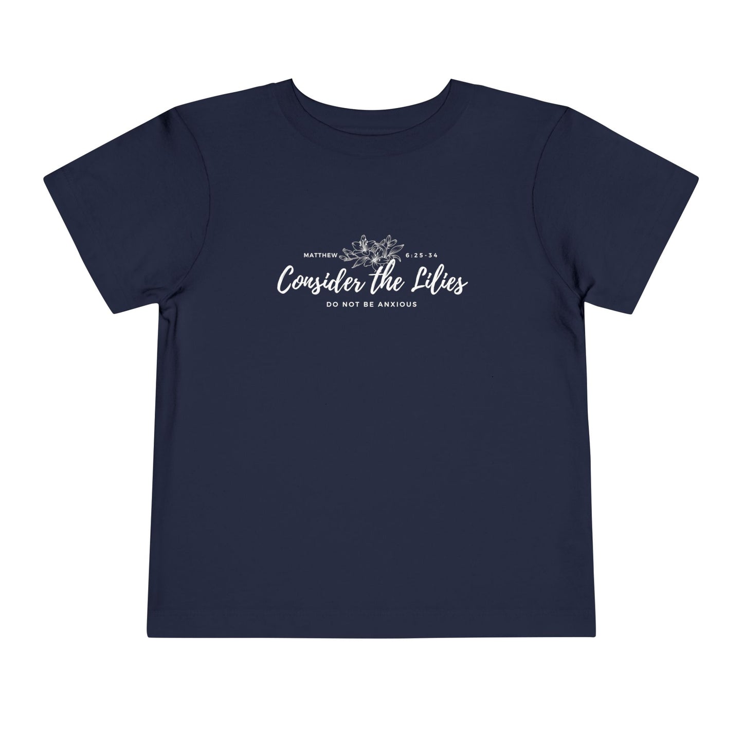 Bella + Canvas Toddler Inspirational Tee - "Consider the Lilies" - Cute Kids Shirt, Birthday Gift, Everyday Wear, Family Matching, Nature Lover
