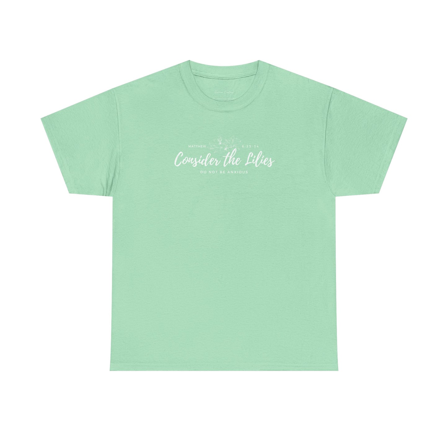 Gildan Unisex Heavy Cotton Tee with 'Consider the Lilies' Design | Casual Wear, Gifts, Inspirational Apparel, Everyday Comfort