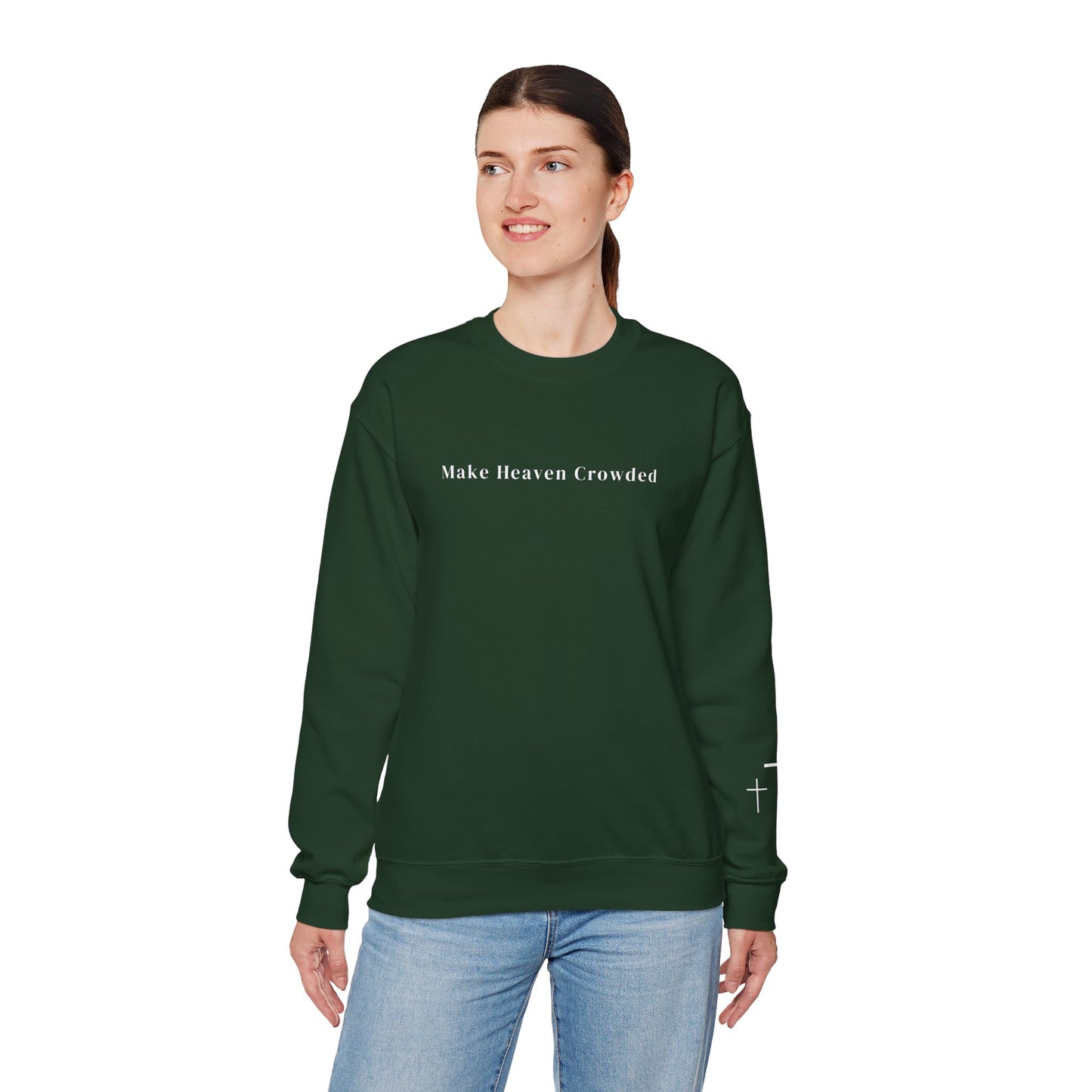 Gildan Make Heaven Crowded Minimalist Inspirational Crewneck Sweatshirt | Unisex, Cozy Fashion, Gift for Her, Casual Wear, Comfort Sweatshirt