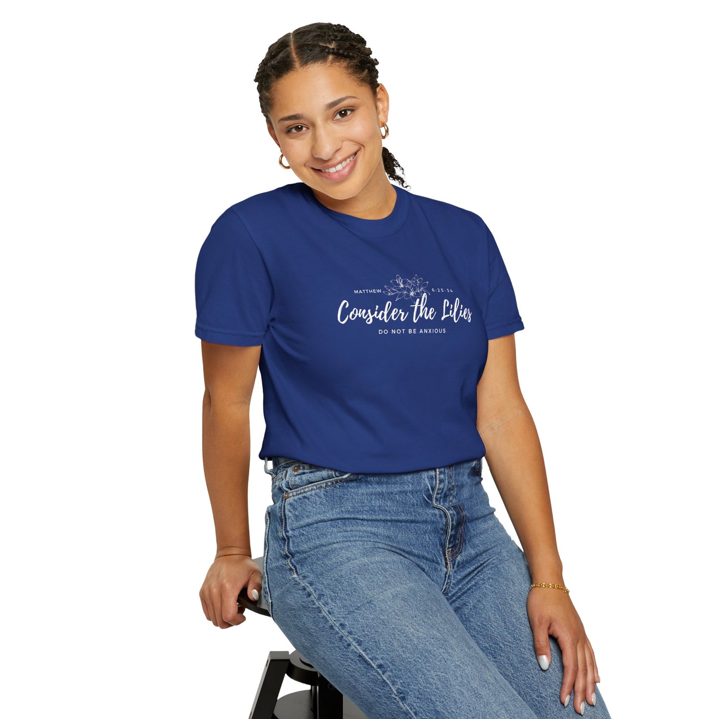 Comfort Colors Garment-Dyed Inspirational T-shirt, Consider the Lilies Tee, Unisex Casual Wear, Motivational Shirt, Relaxed Style
