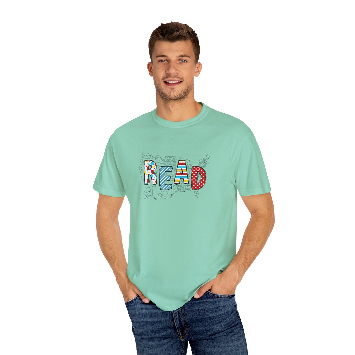 Comfort Colors Unisex Read across the US - Perfect for Teachers, Back to School, Gifts, Classroom Apparel, Casual Wear