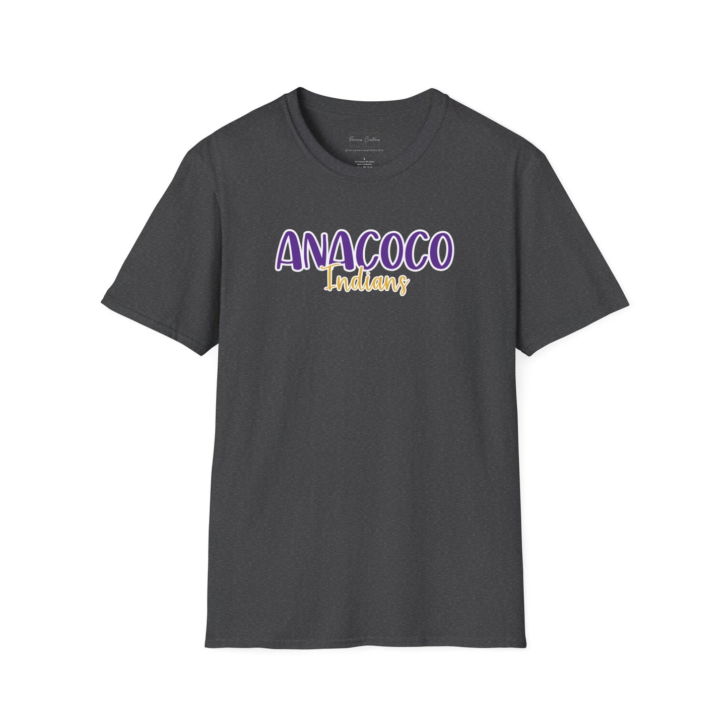 Gildan Anacoco Indians Style 2 Unisex Softstyle T-Shirt, Cute Graphic Tee, Team Spirit Shirt, Casual Wear, Gift for Fans